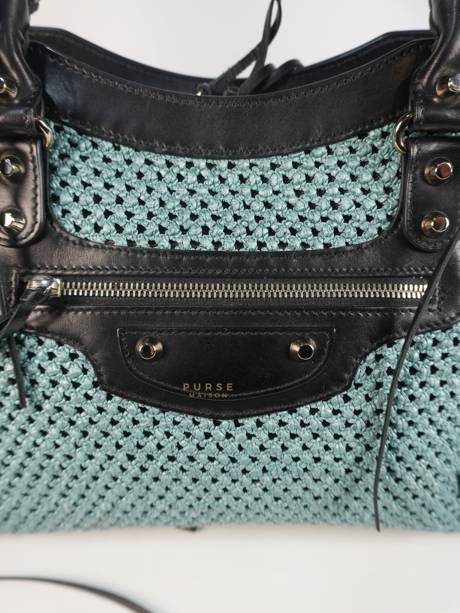 Raffia Bicolor City Medium Metallic Shoulder Bag | Purse Maison Luxury Bags Shop