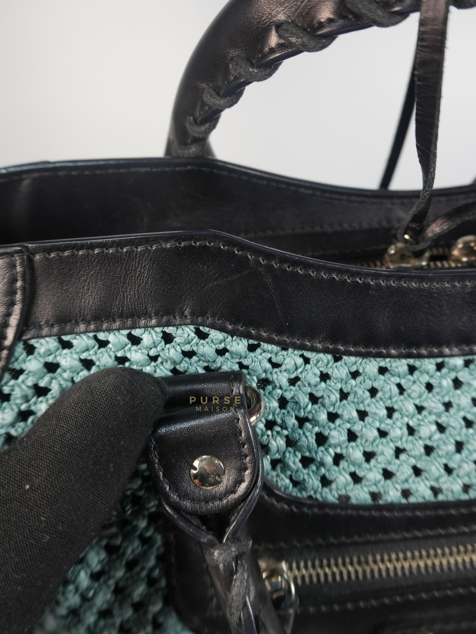 Raffia Bicolor City Medium Metallic Shoulder Bag | Purse Maison Luxury Bags Shop