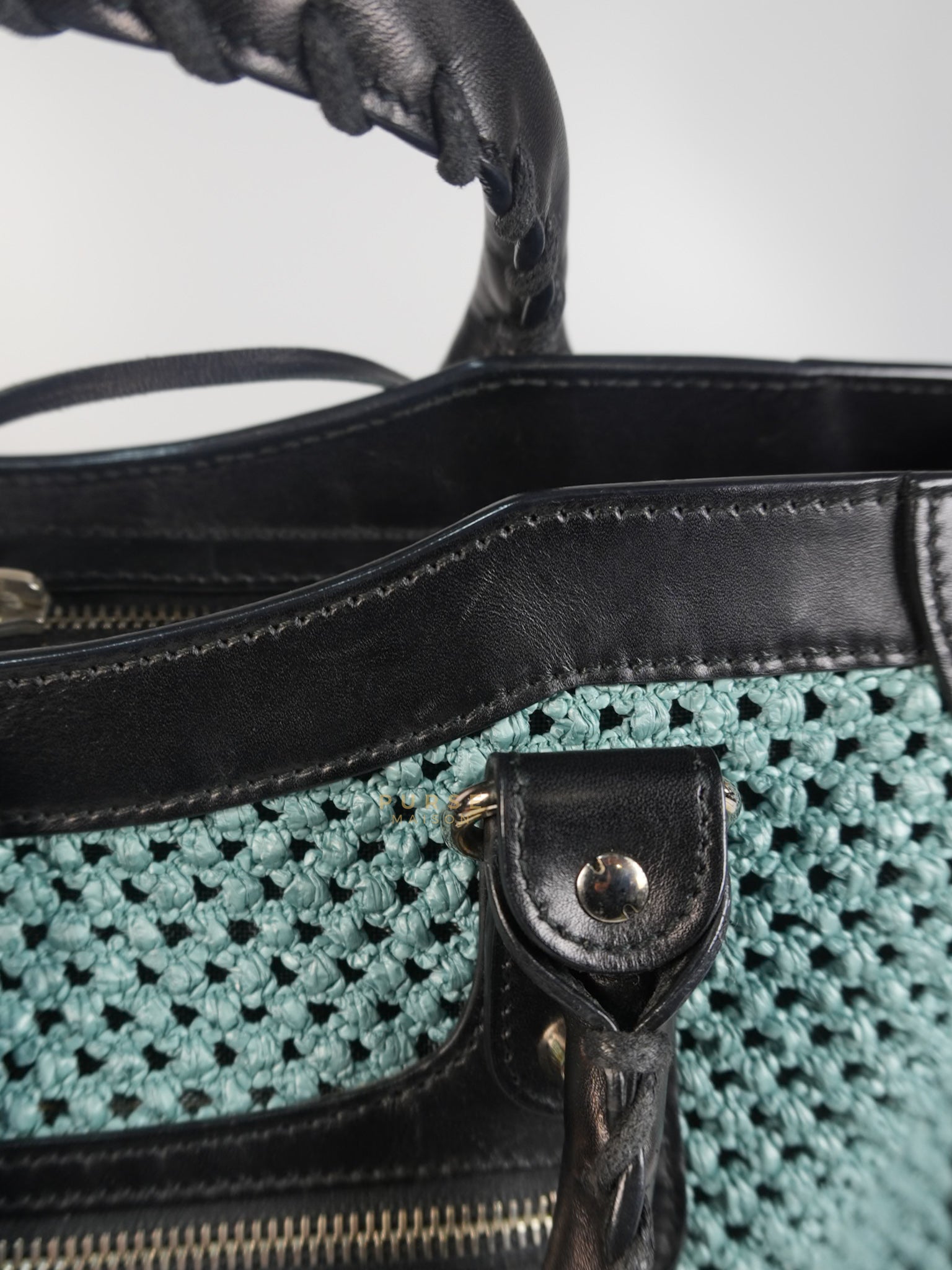Raffia Bicolor City Medium Metallic Shoulder Bag | Purse Maison Luxury Bags Shop