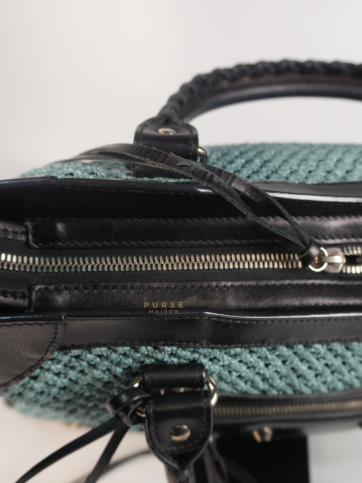 Raffia Bicolor City Medium Metallic Shoulder Bag | Purse Maison Luxury Bags Shop