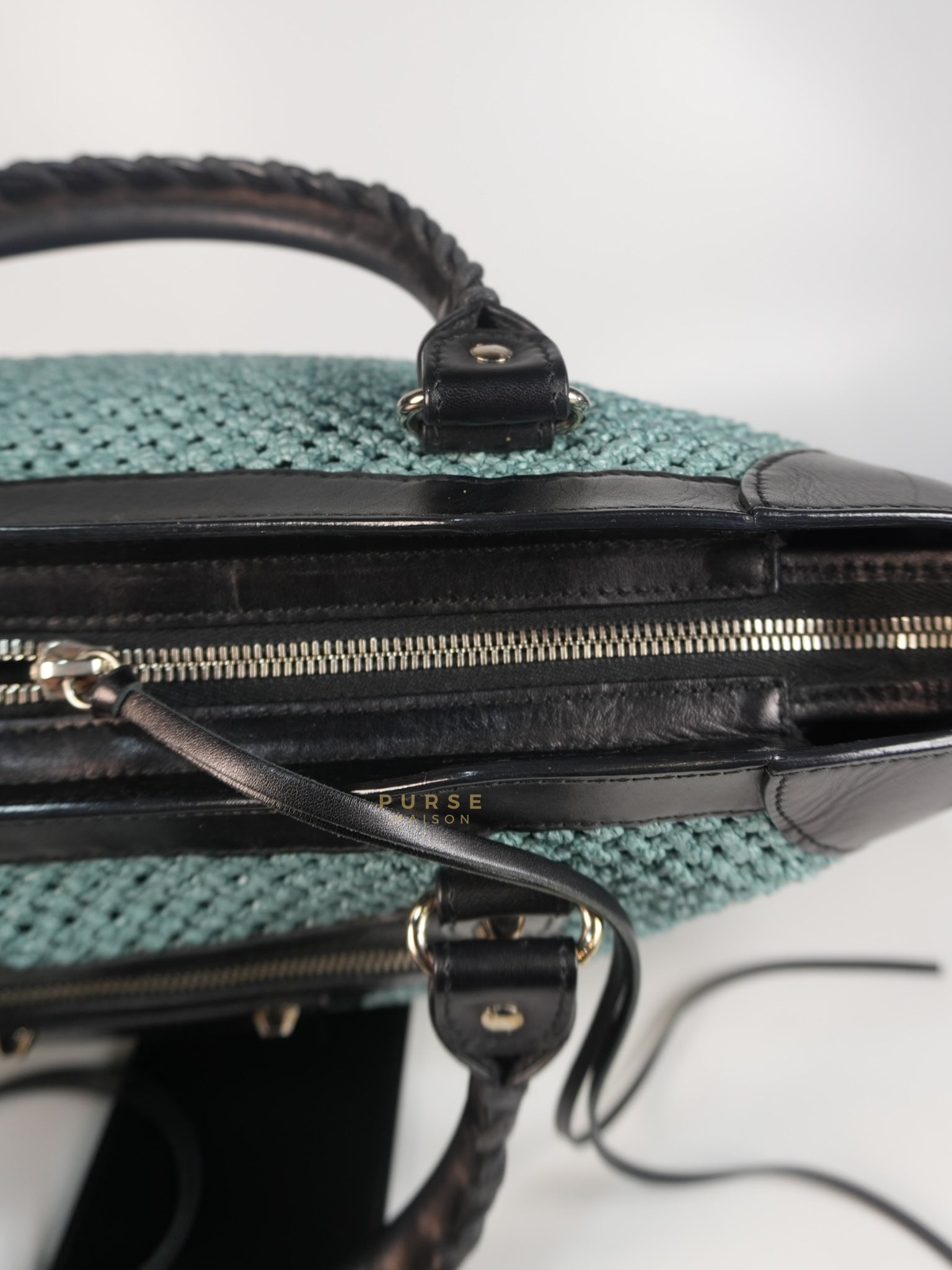 Raffia Bicolor City Medium Metallic Shoulder Bag | Purse Maison Luxury Bags Shop