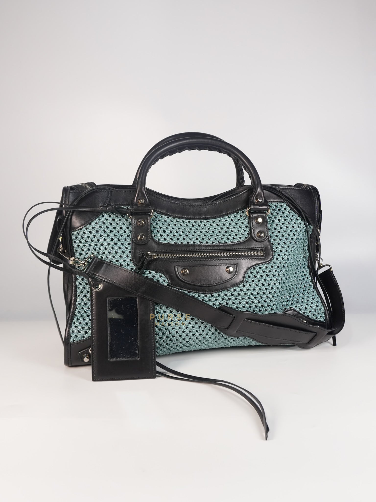 Raffia Bicolor City Medium Metallic Shoulder Bag | Purse Maison Luxury Bags Shop
