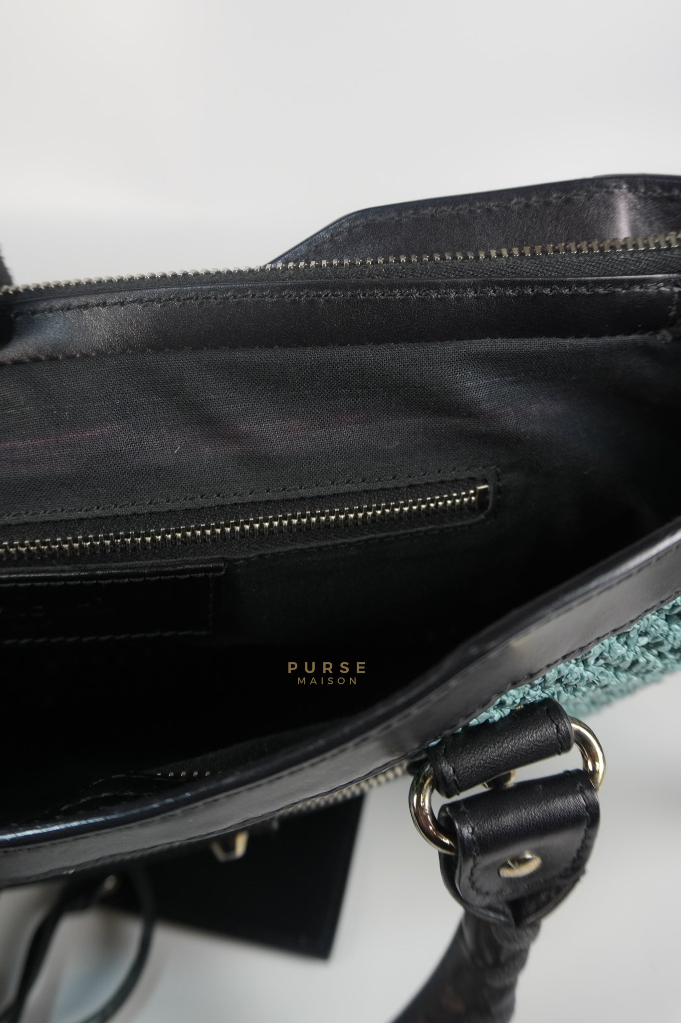 Raffia Bicolor City Medium Metallic Shoulder Bag | Purse Maison Luxury Bags Shop