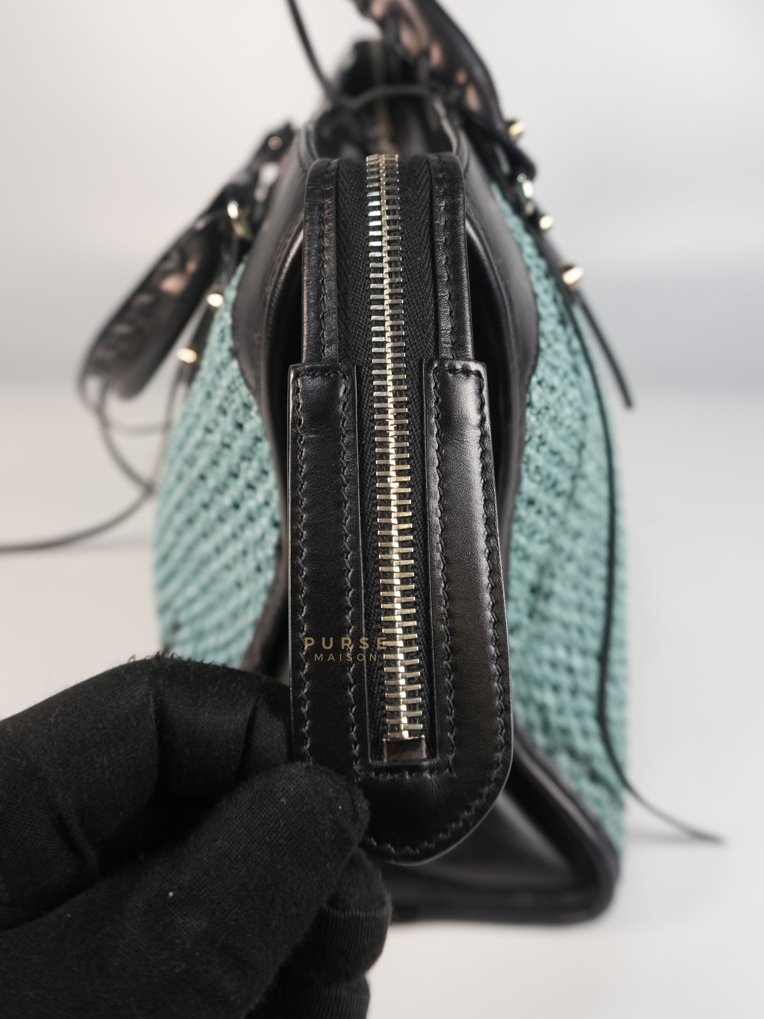Raffia Bicolor City Medium Metallic Shoulder Bag | Purse Maison Luxury Bags Shop