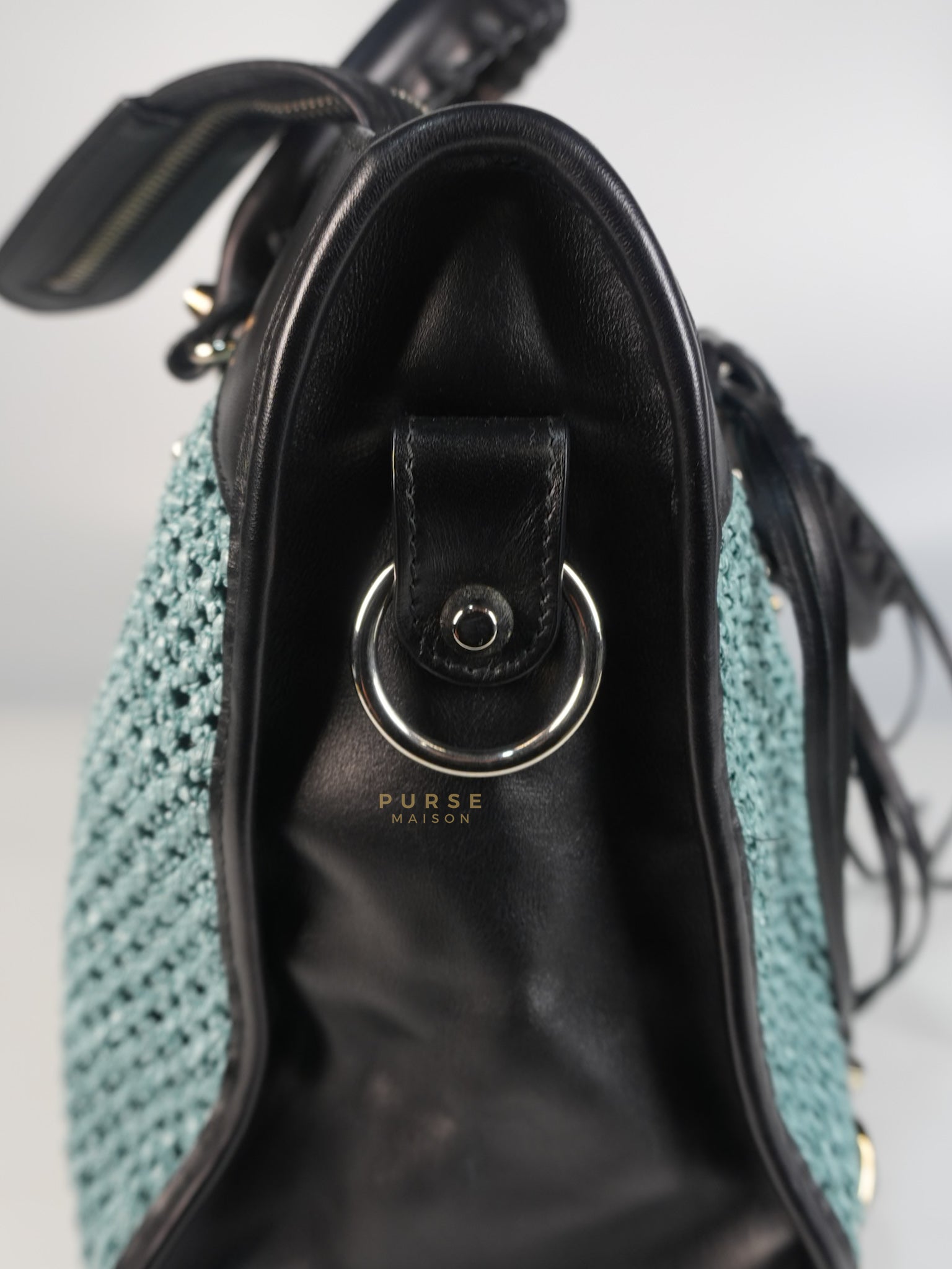 Raffia Bicolor City Medium Metallic Shoulder Bag | Purse Maison Luxury Bags Shop