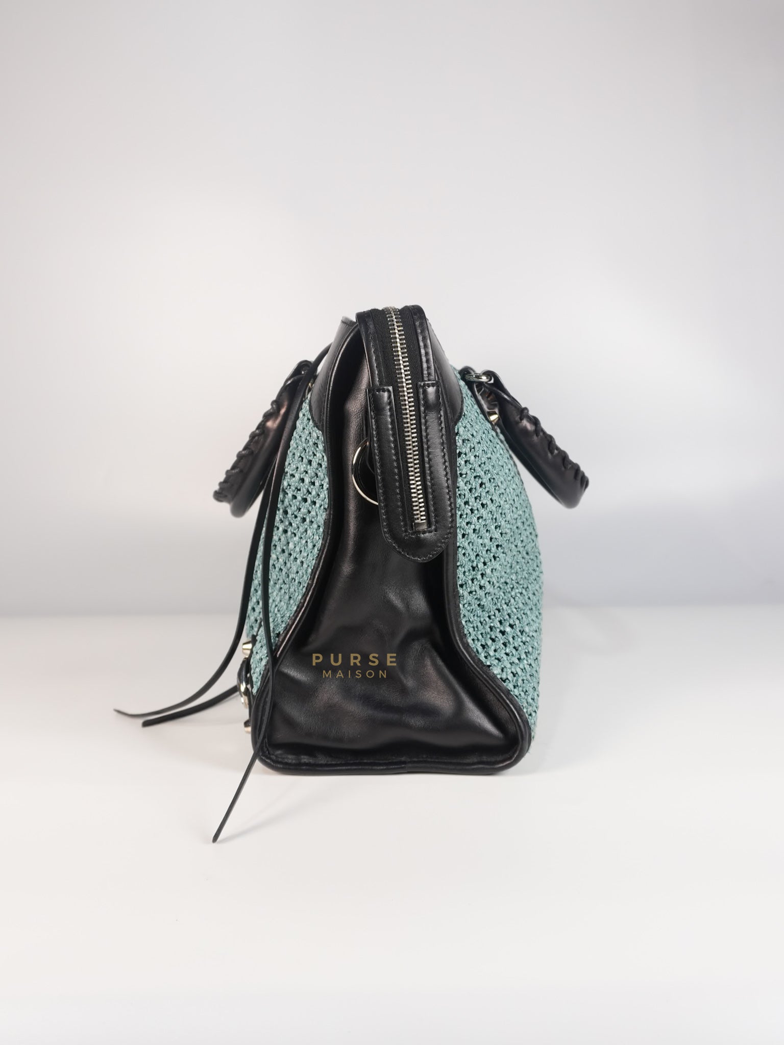 Raffia Bicolor City Medium Metallic Shoulder Bag | Purse Maison Luxury Bags Shop
