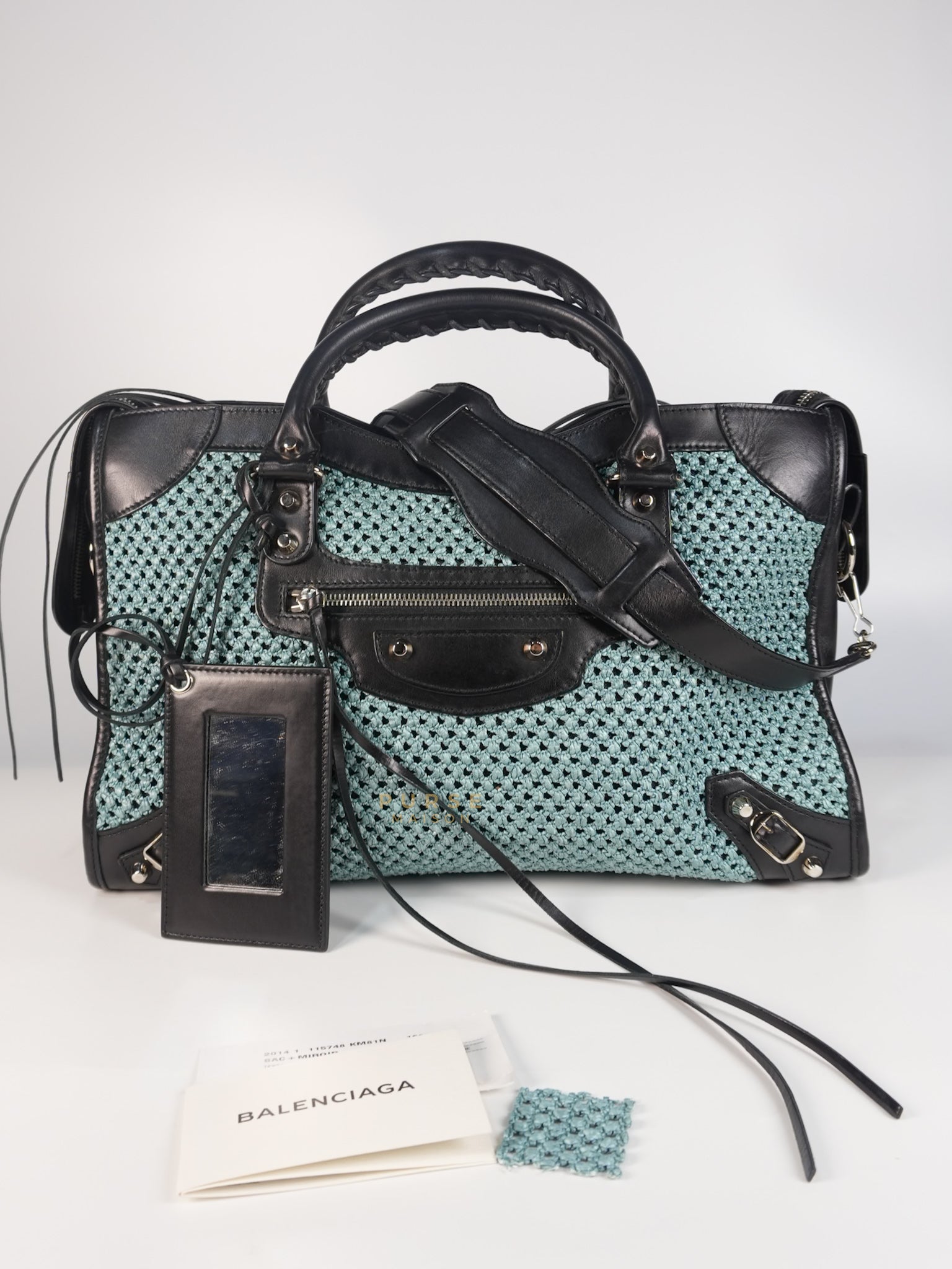 Raffia Bicolor City Medium Metallic Shoulder Bag | Purse Maison Luxury Bags Shop