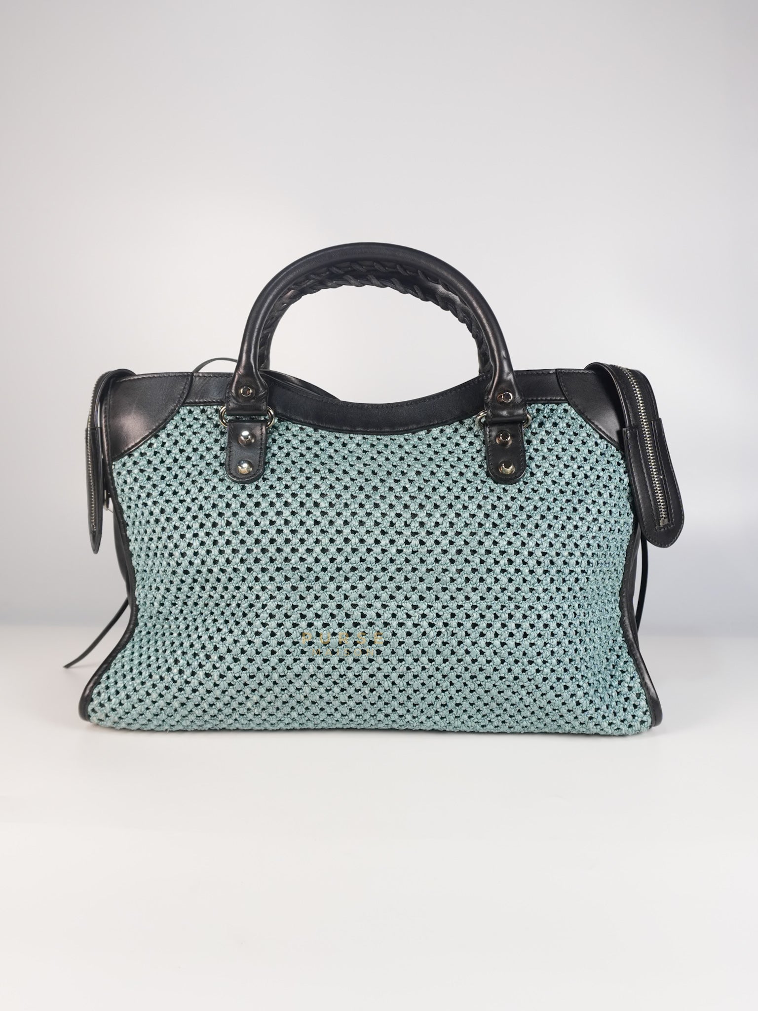 Raffia Bicolor City Medium Metallic Shoulder Bag | Purse Maison Luxury Bags Shop