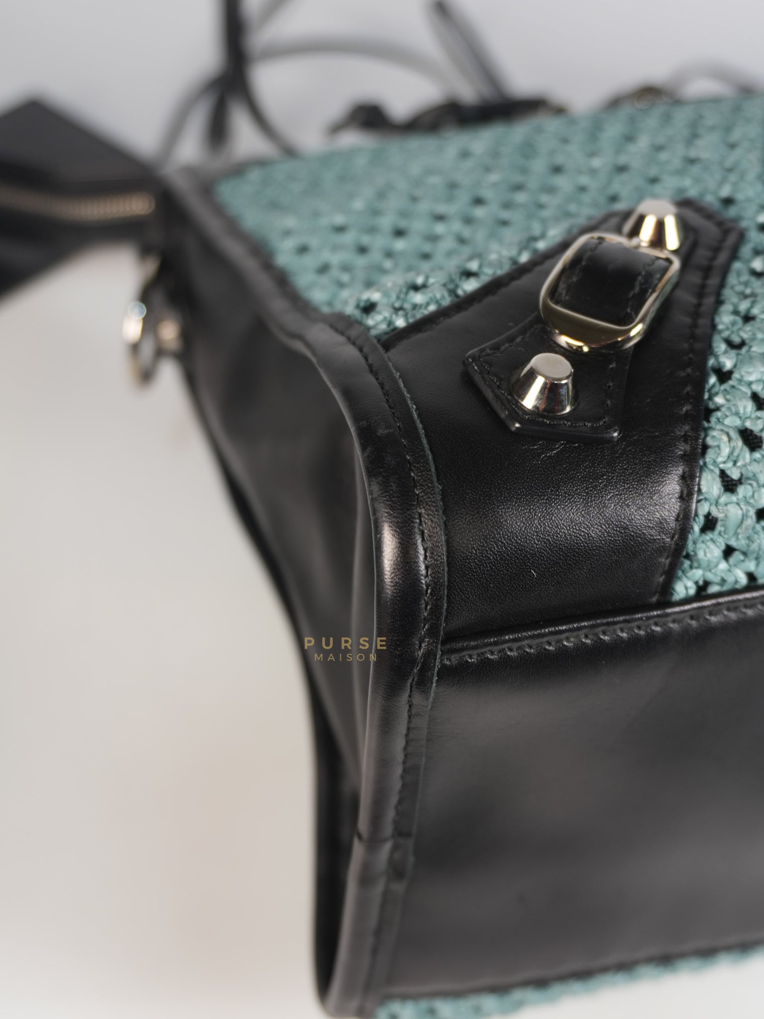 Raffia Bicolor City Medium Metallic Shoulder Bag | Purse Maison Luxury Bags Shop