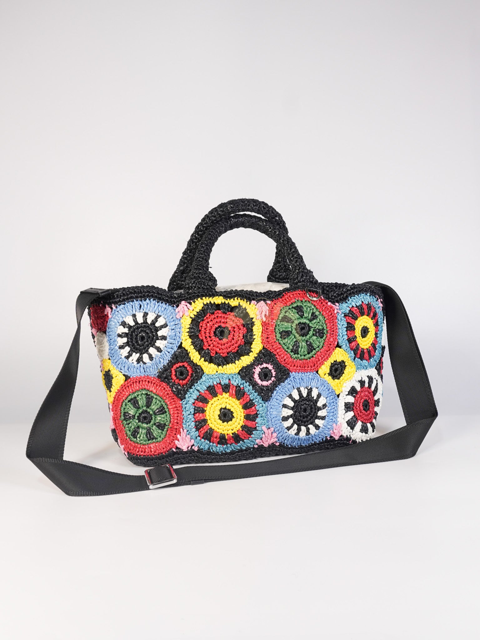 Raffia Circle Multicolour Tote Bag | Purse Maison Luxury Bags Shop