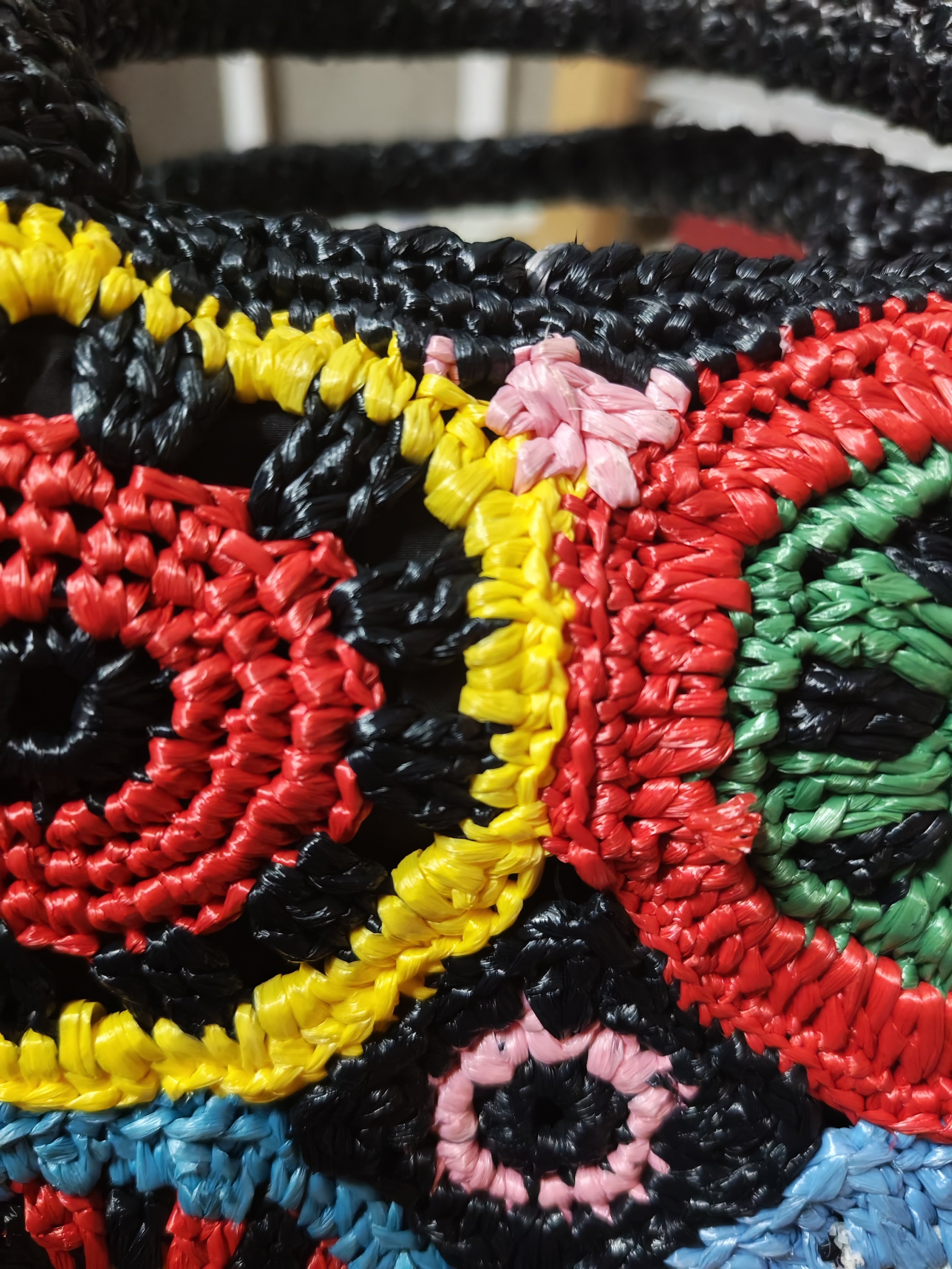 Raffia Circle Multicolour Tote Bag | Purse Maison Luxury Bags Shop