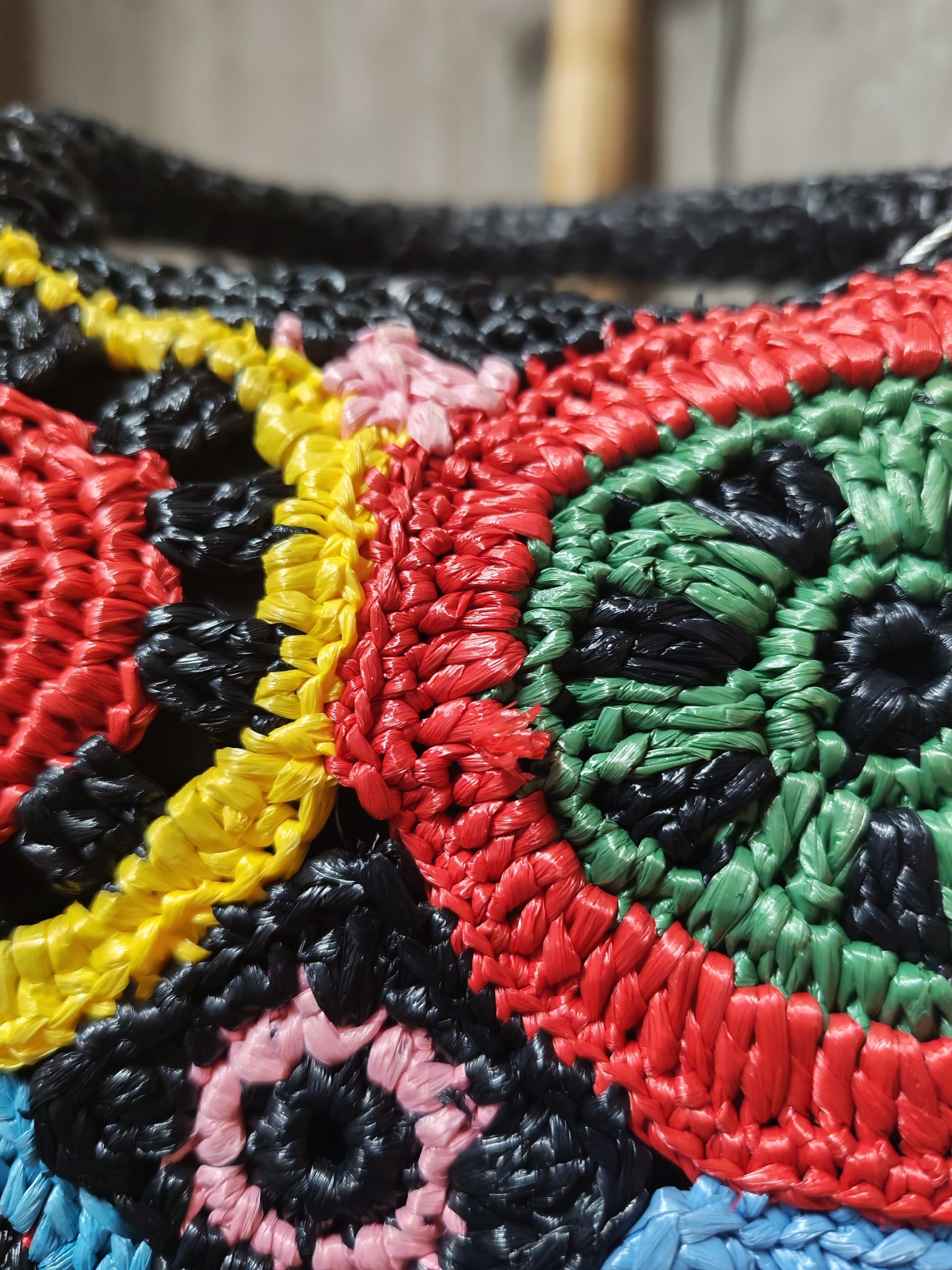 Raffia Circle Multicolour Tote Bag | Purse Maison Luxury Bags Shop