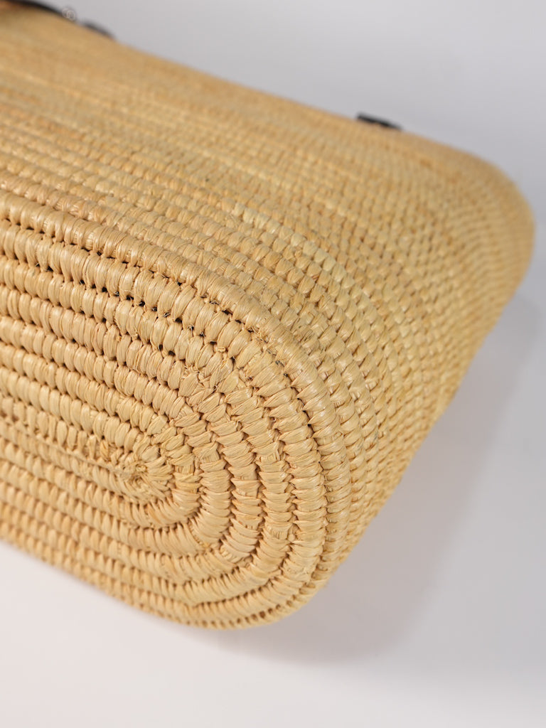 Raffia Ibiza Square Natural Tan Basket Bag | Purse Maison Luxury Bags Shop