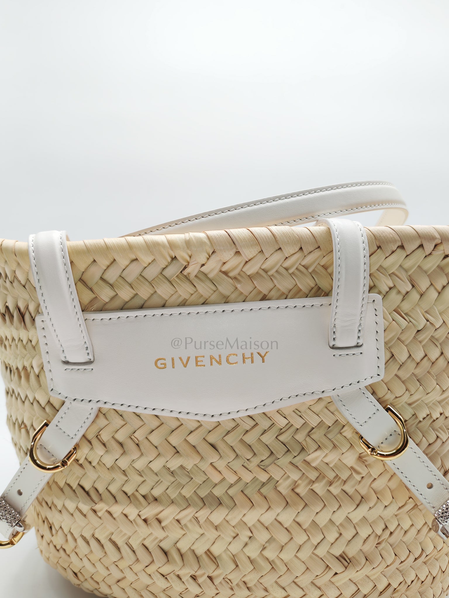Raffia Voyou in White Leather Strap Basket Bag | Purse Maison Luxury Bags Shop
