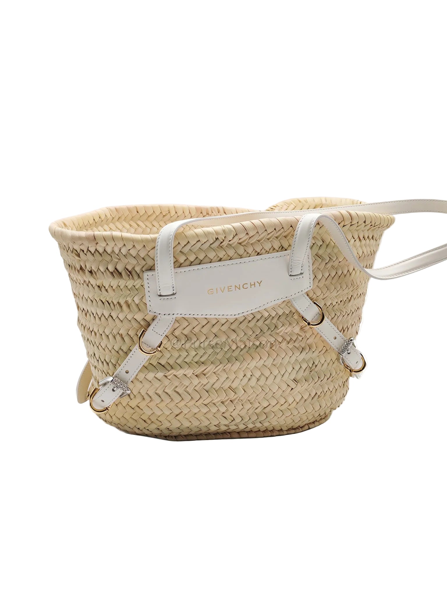 Raffia Voyou in White Leather Strap Basket Bag | Purse Maison Luxury Bags Shop