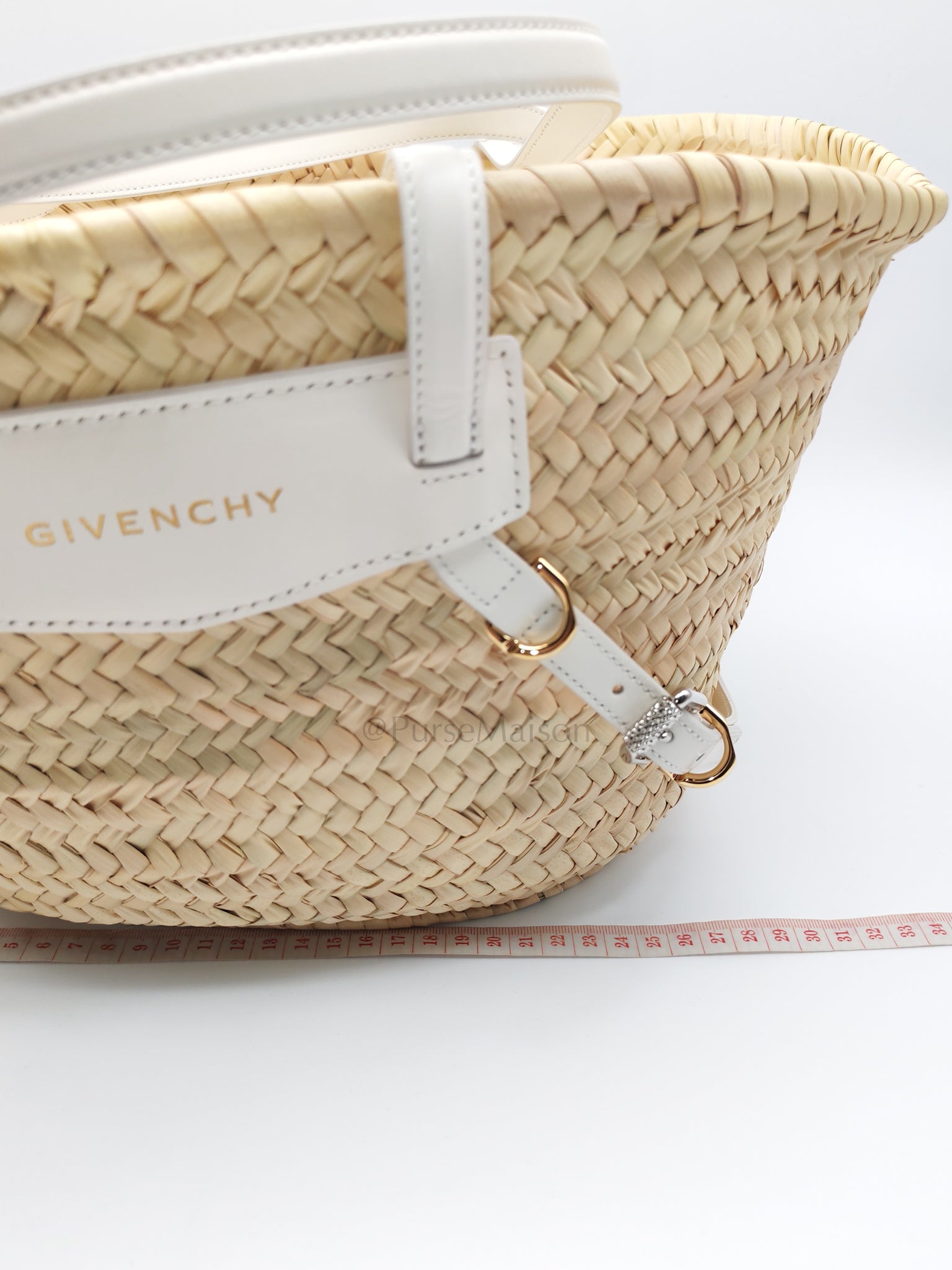 Raffia Voyou in White Leather Strap Basket Bag | Purse Maison Luxury Bags Shop