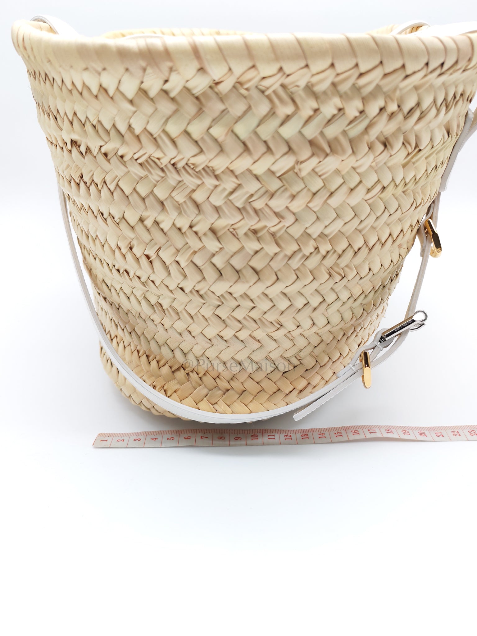 Raffia Voyou in White Leather Strap Basket Bag | Purse Maison Luxury Bags Shop