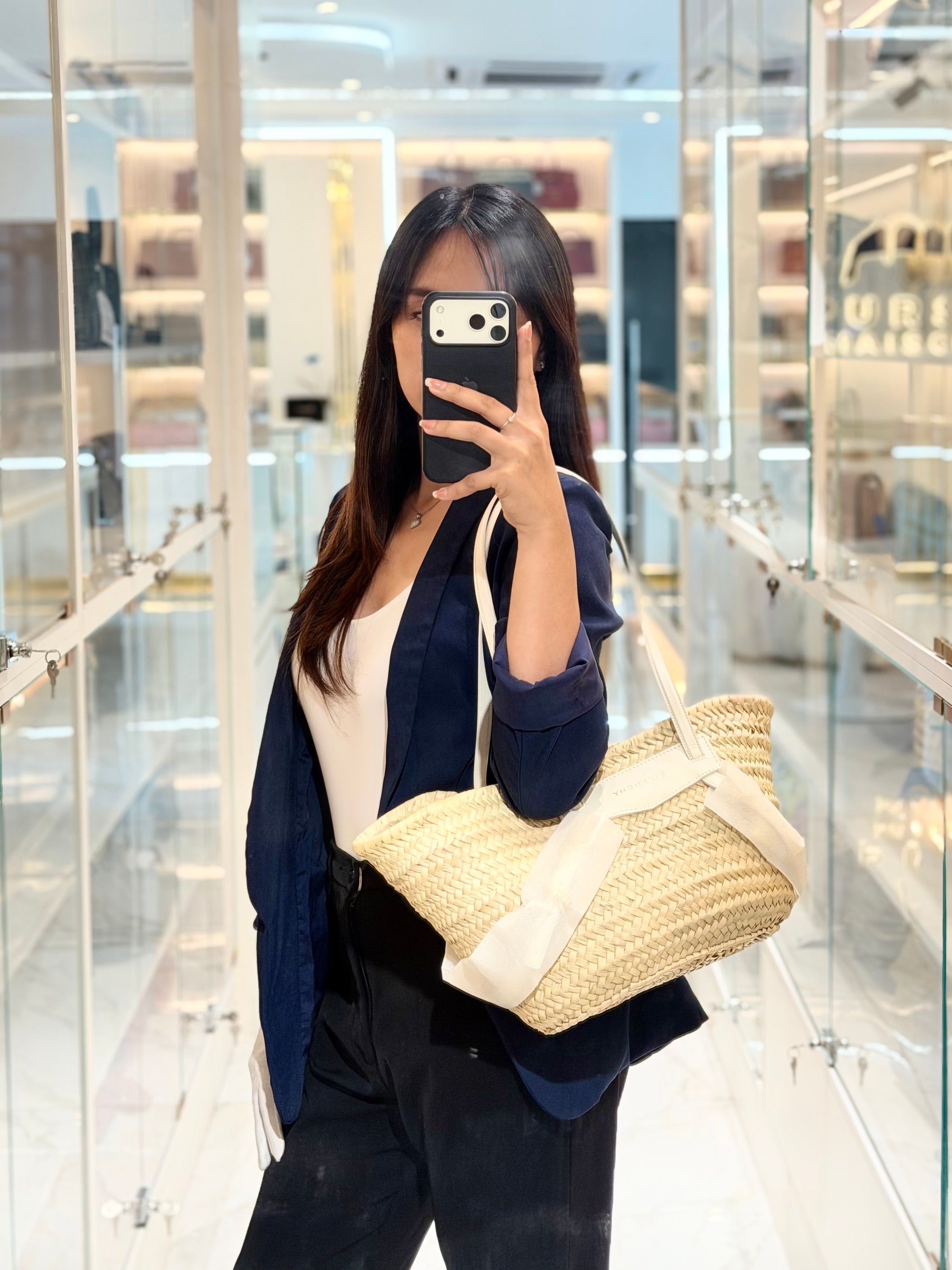 Raffia Voyou in White Leather Strap Basket Bag | Purse Maison Luxury Bags Shop