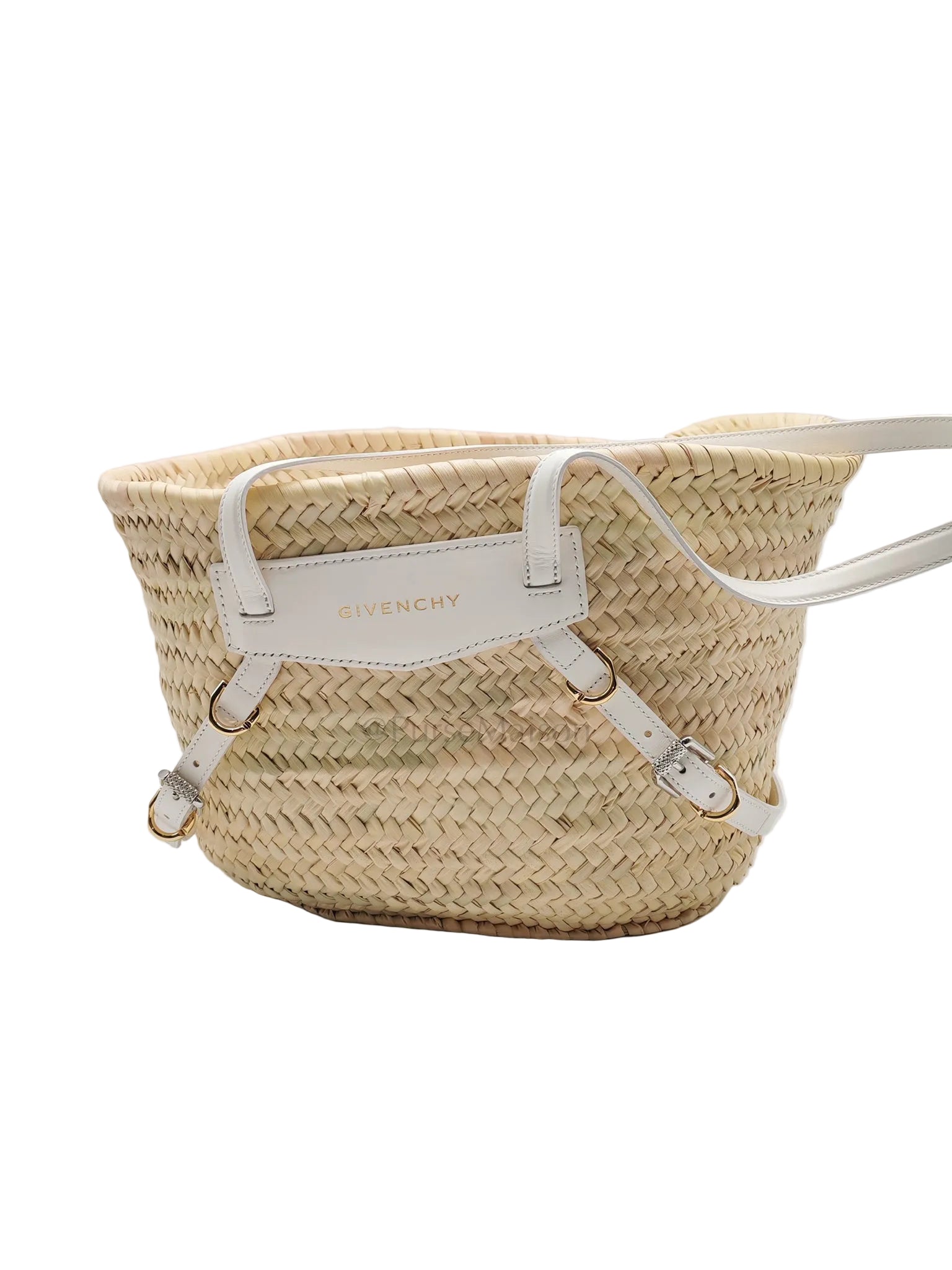 Raffia Voyou in White Leather Strap Basket Bag | Purse Maison Luxury Bags Shop