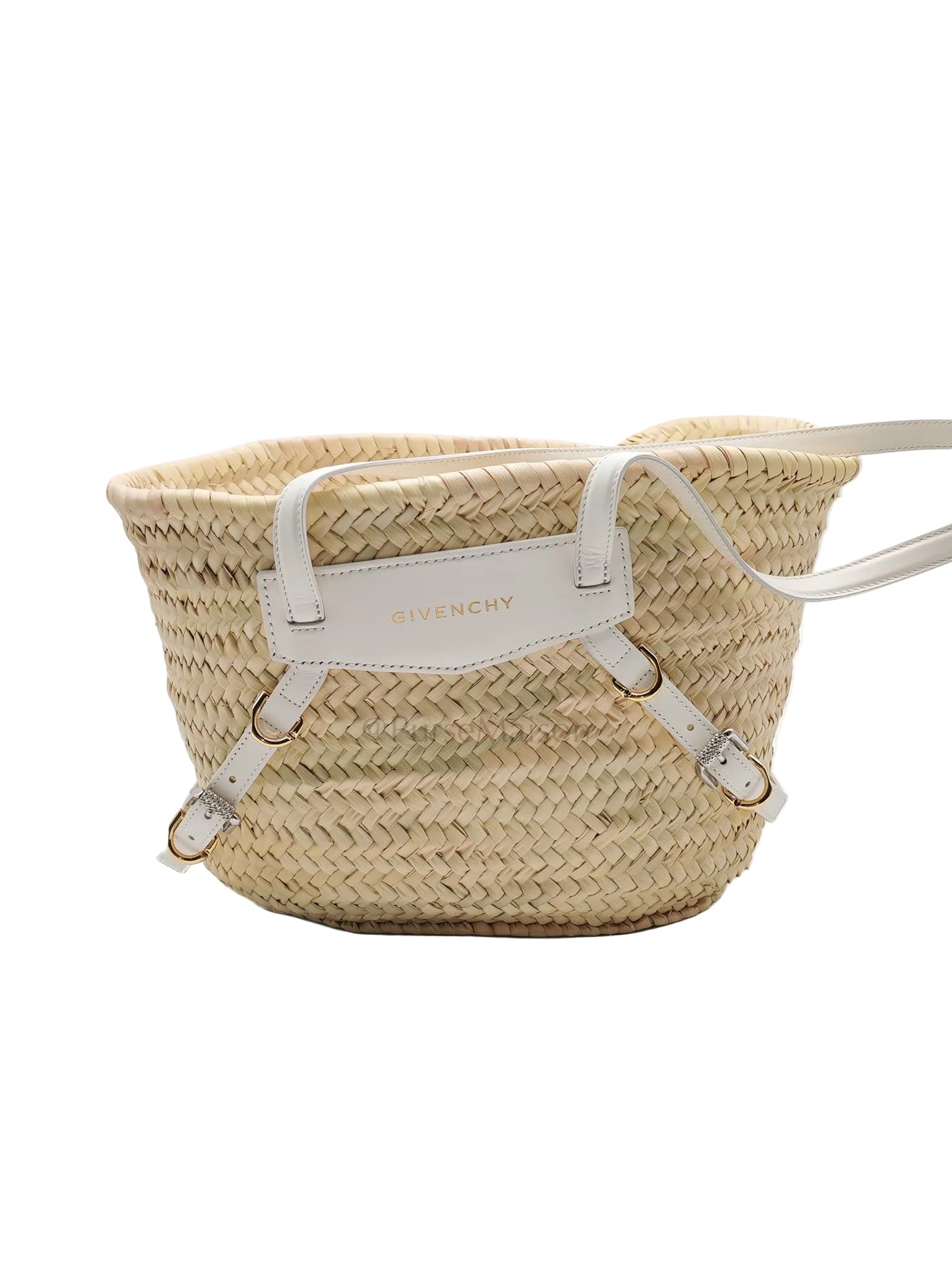 Raffia Voyou in White Leather Strap Basket Bag | Purse Maison Luxury Bags Shop