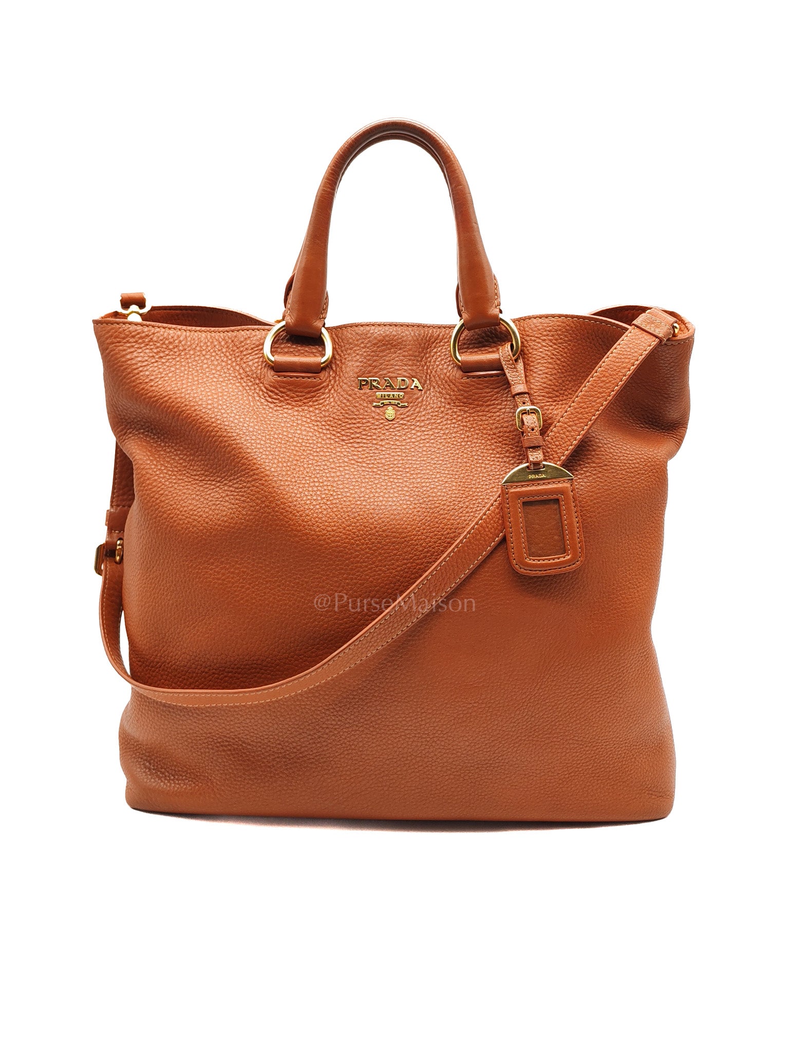 Rame Vitello Tote Bag Large in Brown Daino Leather & Gold Hardware | Purse Maison Luxury Bags Shop
