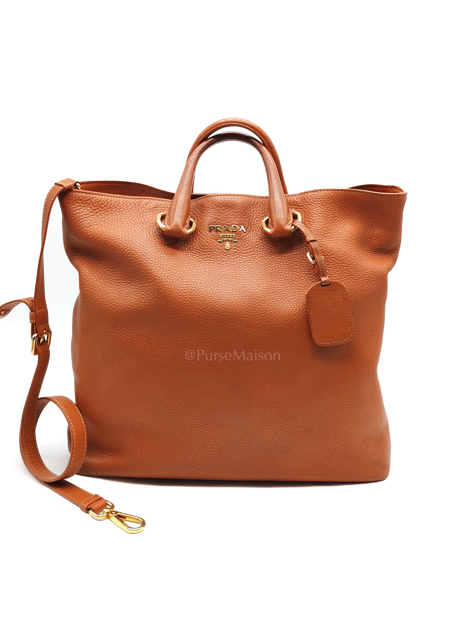 Rame Vitello Tote Bag Large in Brown Daino Leather & Gold Hardware | Purse Maison Luxury Bags Shop