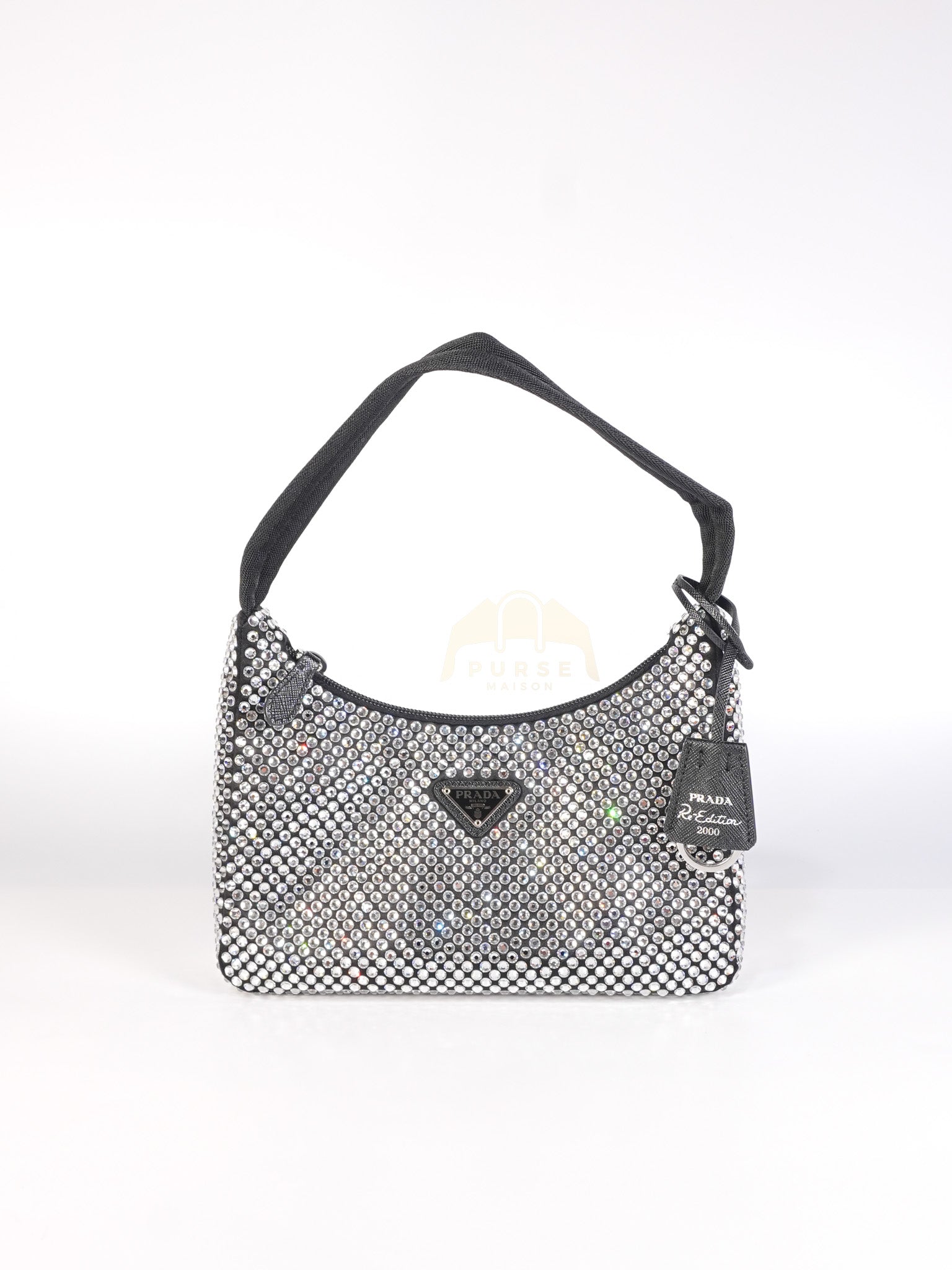 Re-Edition 2000 Black Nylon with Crystals Shoulder Bag | Purse Maison Luxury Bags Shop
