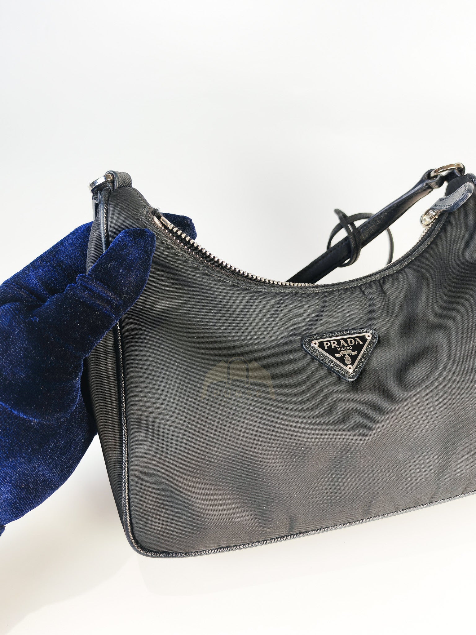 Re-Edition 2005 Shoulder Bag in Black Tessuto Nylon & Silver Hardware | Purse Maison Luxury Bags Shop