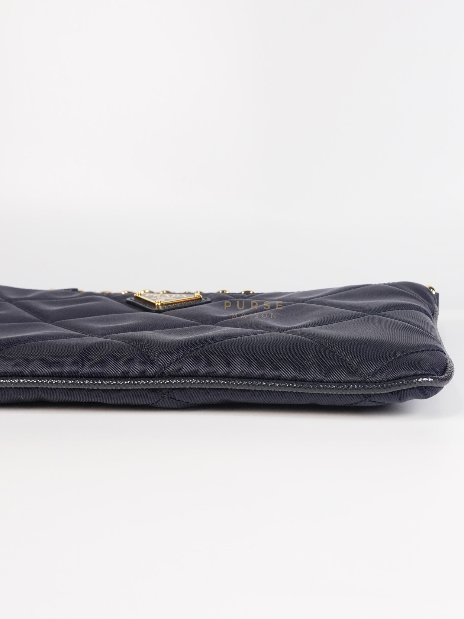 Re-Nylon Black Quilted Chain Pouch | Purse Maison Luxury Bags Shop