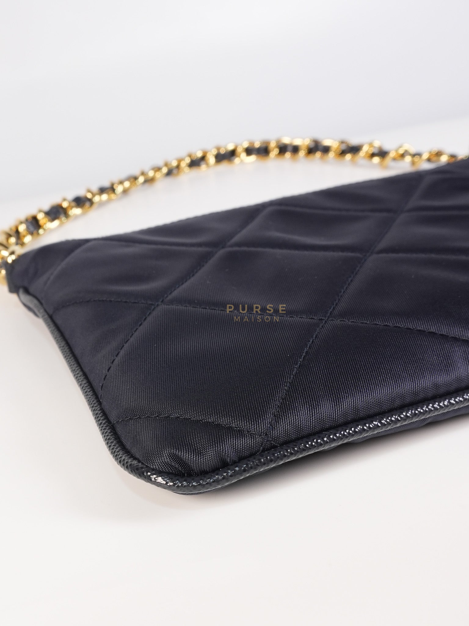 Re-Nylon Black Quilted Chain Pouch | Purse Maison Luxury Bags Shop