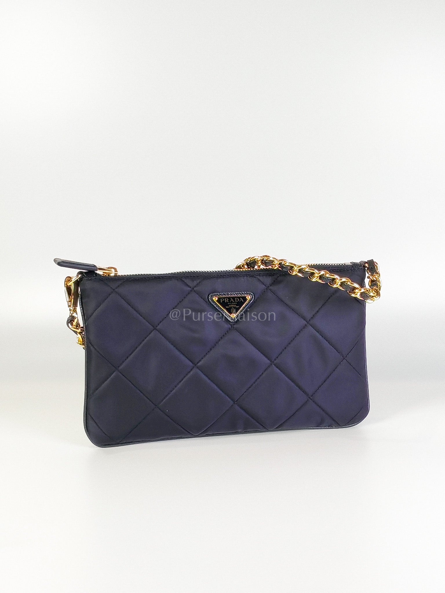 Re-Nylon Black Quilted Chain Shoulder and Hand Bag | Purse Maison Luxury Bags Shop