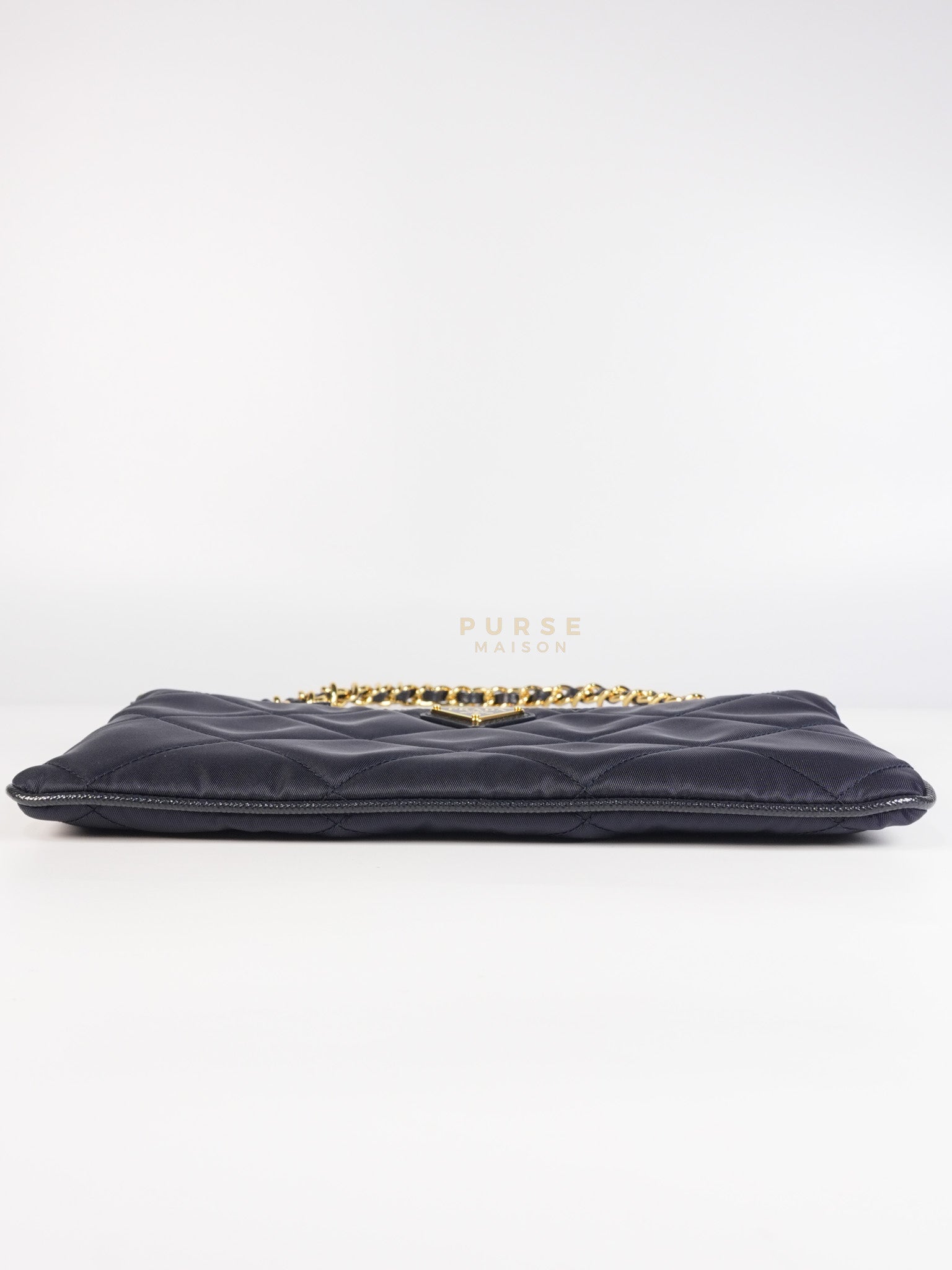 Re-Nylon Black Quilted Chain Pouch | Purse Maison Luxury Bags Shop