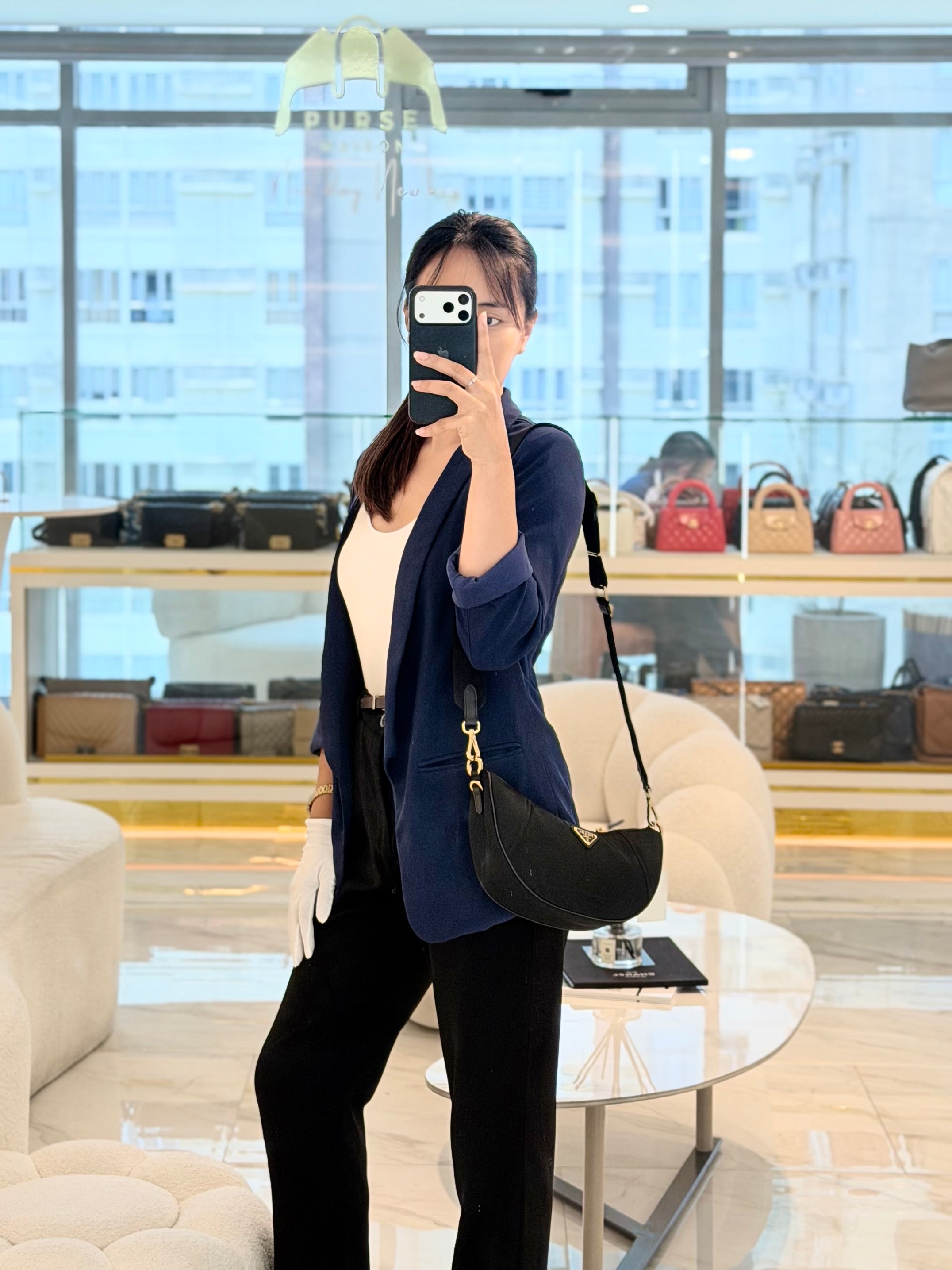 Re-Nylon Demi Lune Bandoliera Crossbody Bag | Purse Maison Luxury Bags Shop