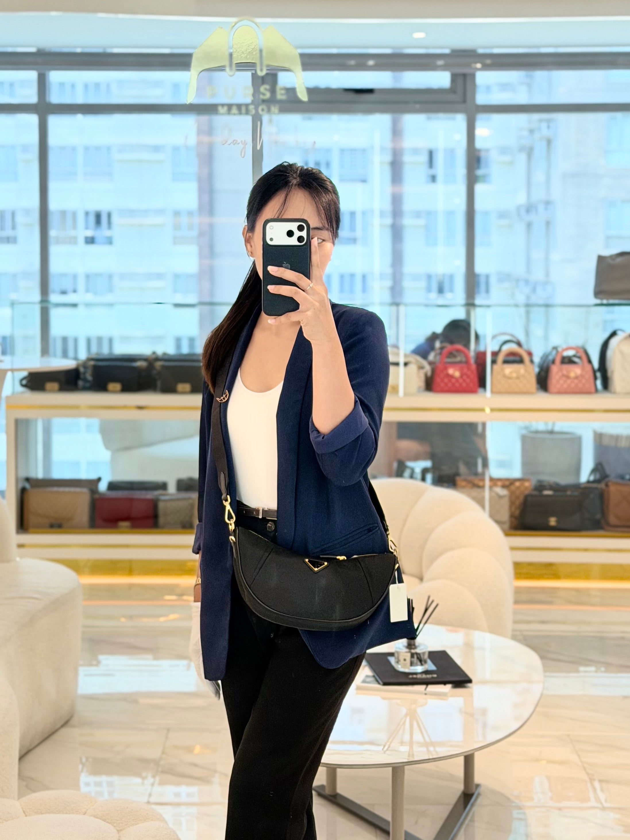 Re-Nylon Demi Lune Bandoliera Crossbody Bag | Purse Maison Luxury Bags Shop