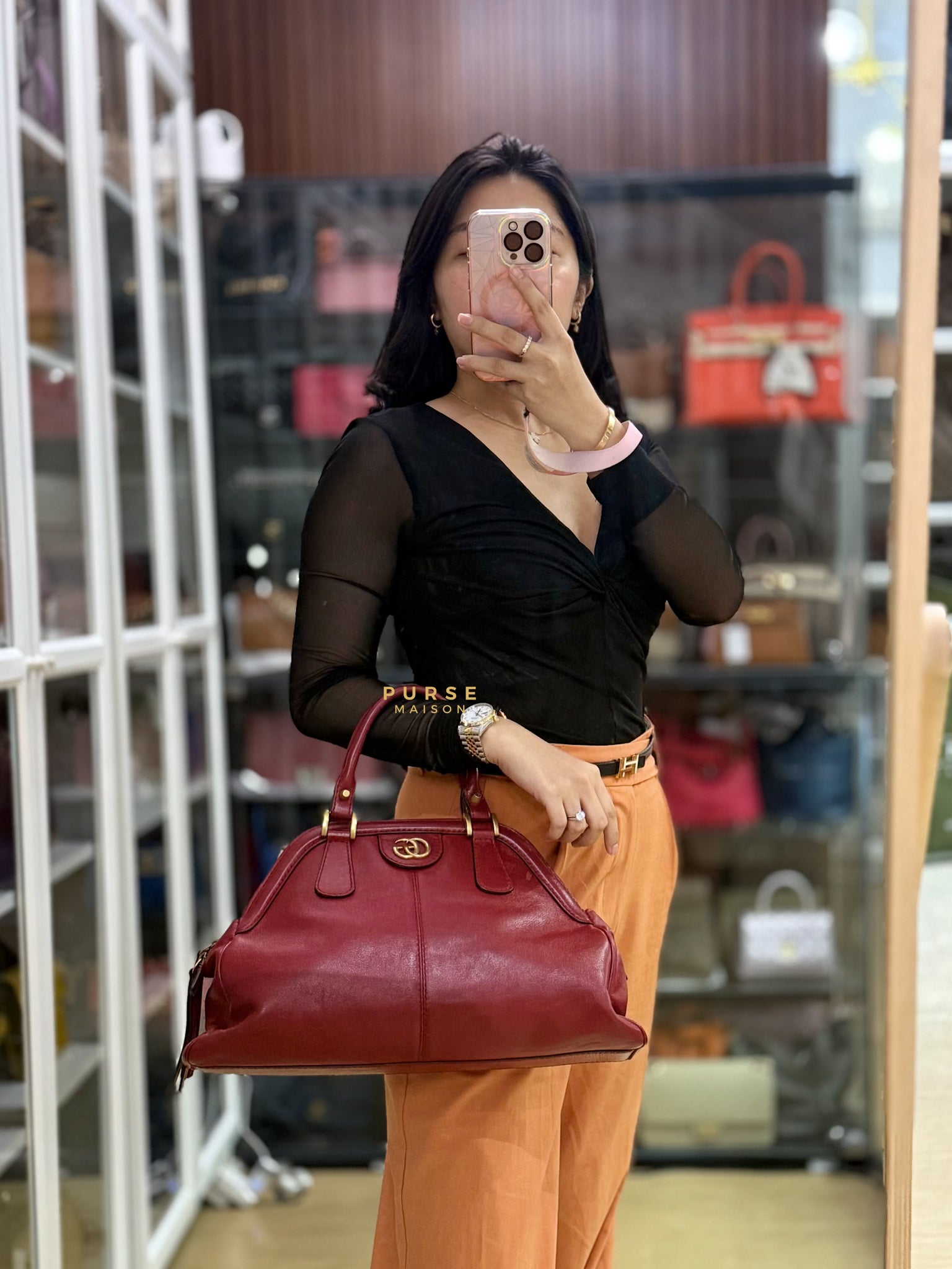 Re(belle) Medium in Red Leather Bag | Purse Maison Luxury Bags Shop