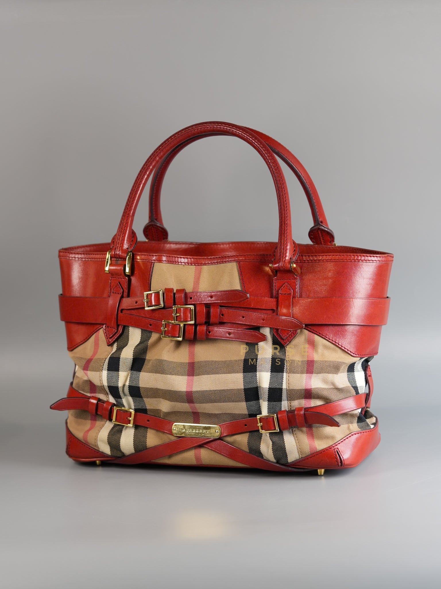 Red Bridle House Check Tote Bag | Purse Maison Luxury Bags Shop