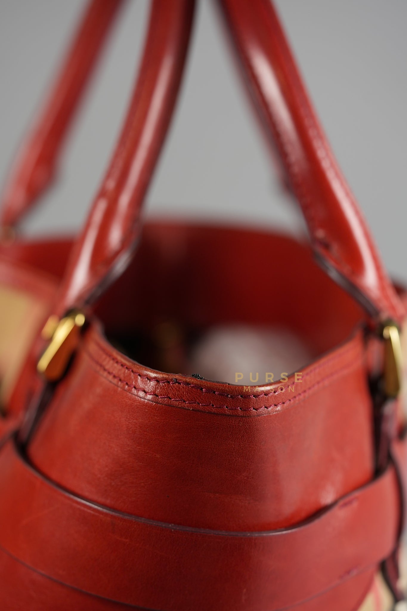 Red Bridle House Check Tote Bag | Purse Maison Luxury Bags Shop