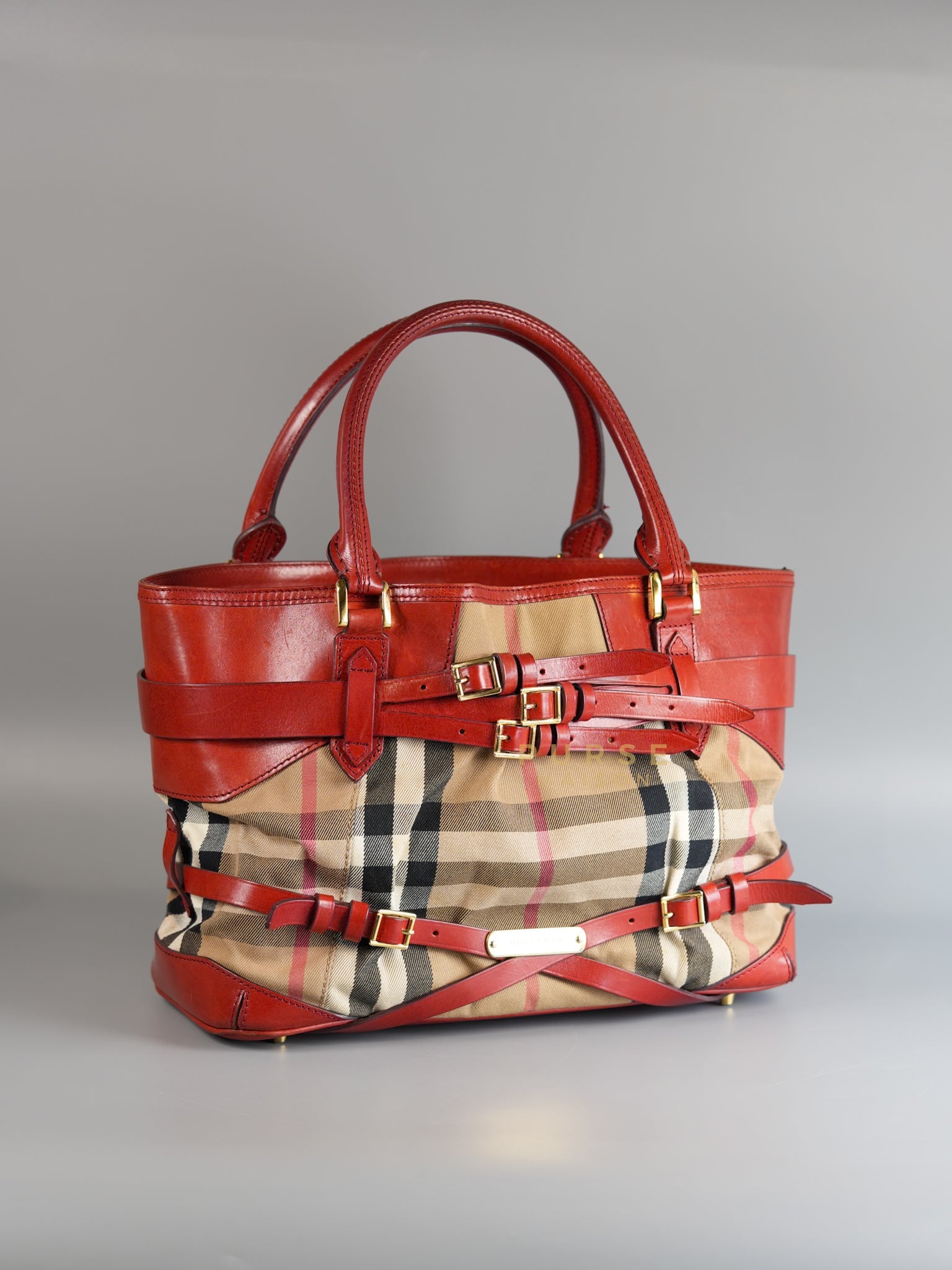 Red Bridle House Check Tote Bag | Purse Maison Luxury Bags Shop