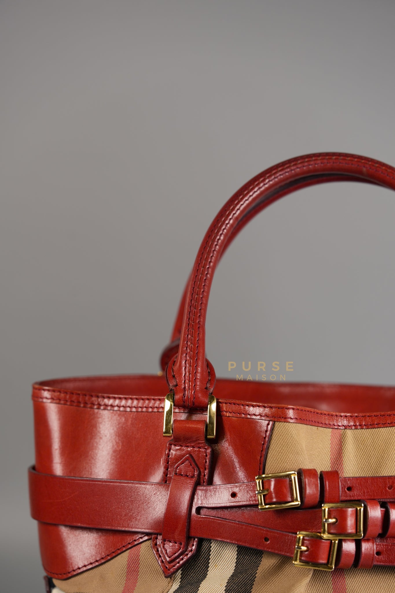 Red Bridle House Check Tote Bag | Purse Maison Luxury Bags Shop