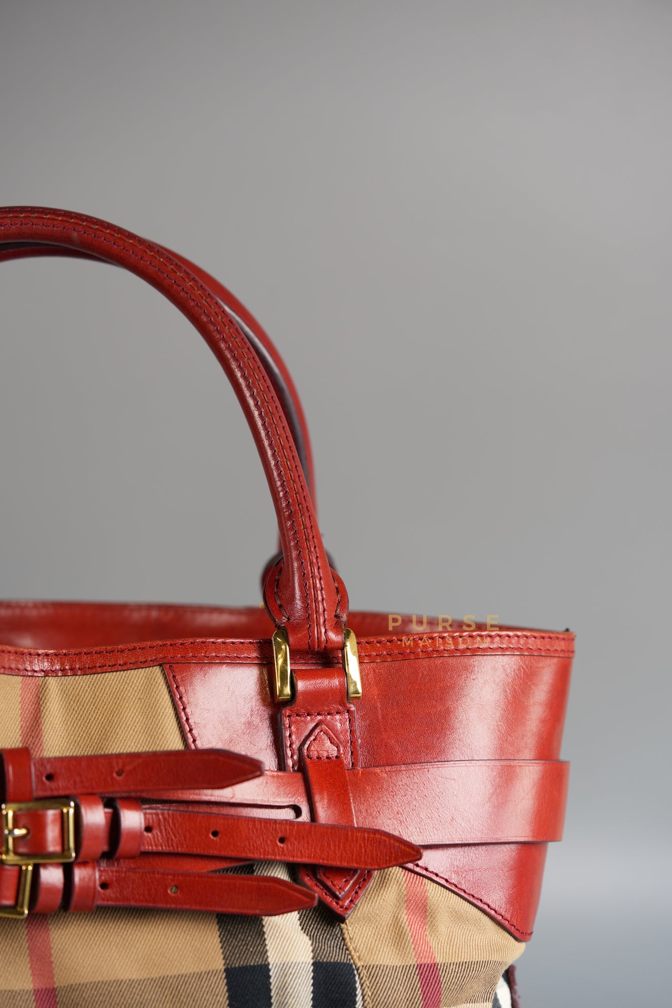 Red Bridle House Check Tote Bag | Purse Maison Luxury Bags Shop