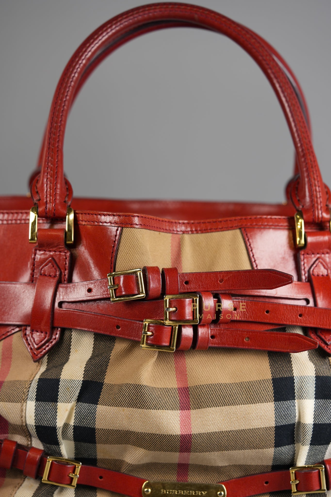 Red Bridle House Check Tote Bag | Purse Maison Luxury Bags Shop