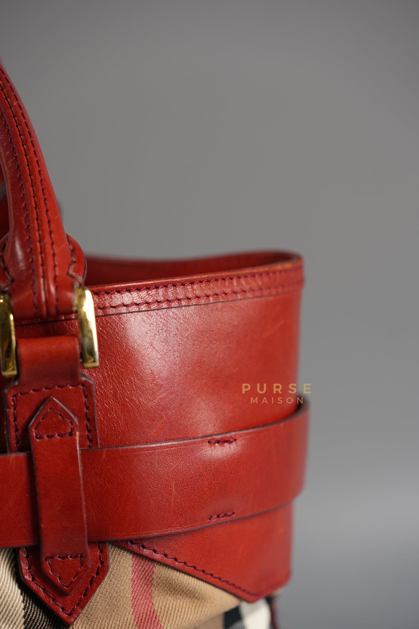 Red Bridle House Check Tote Bag | Purse Maison Luxury Bags Shop