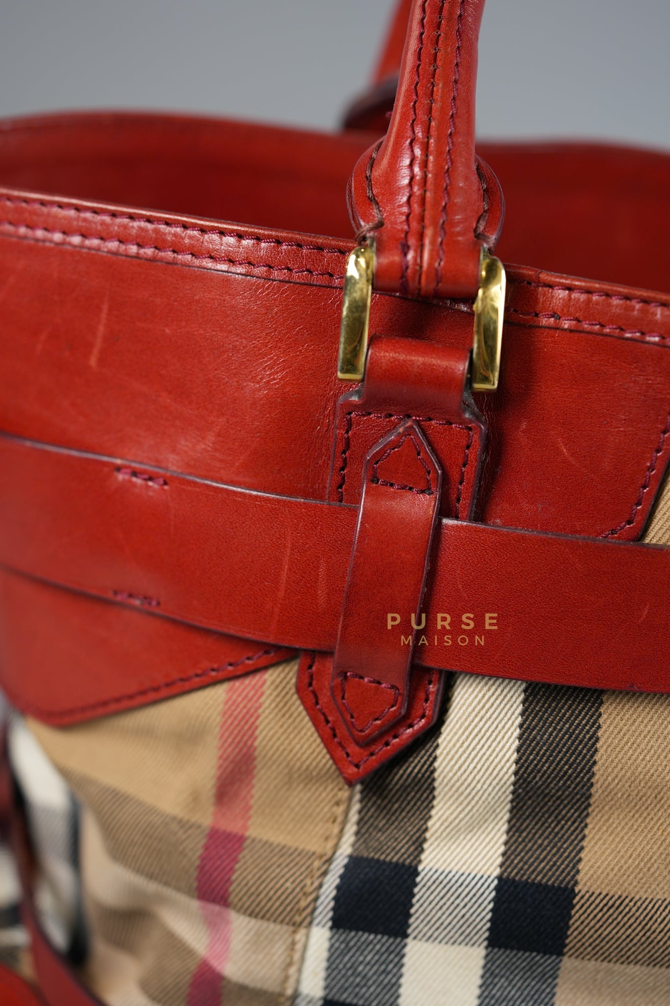 Red Bridle House Check Tote Bag | Purse Maison Luxury Bags Shop