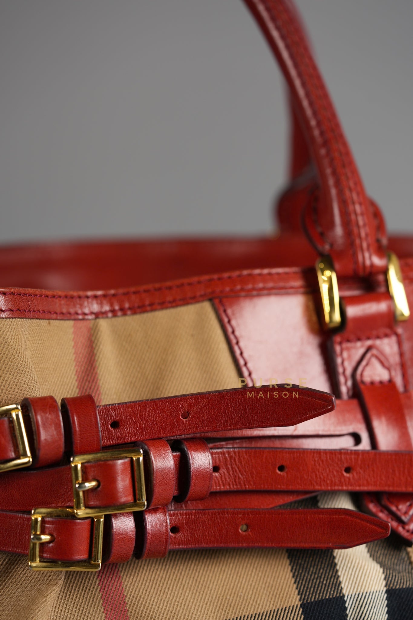 Red Bridle House Check Tote Bag | Purse Maison Luxury Bags Shop