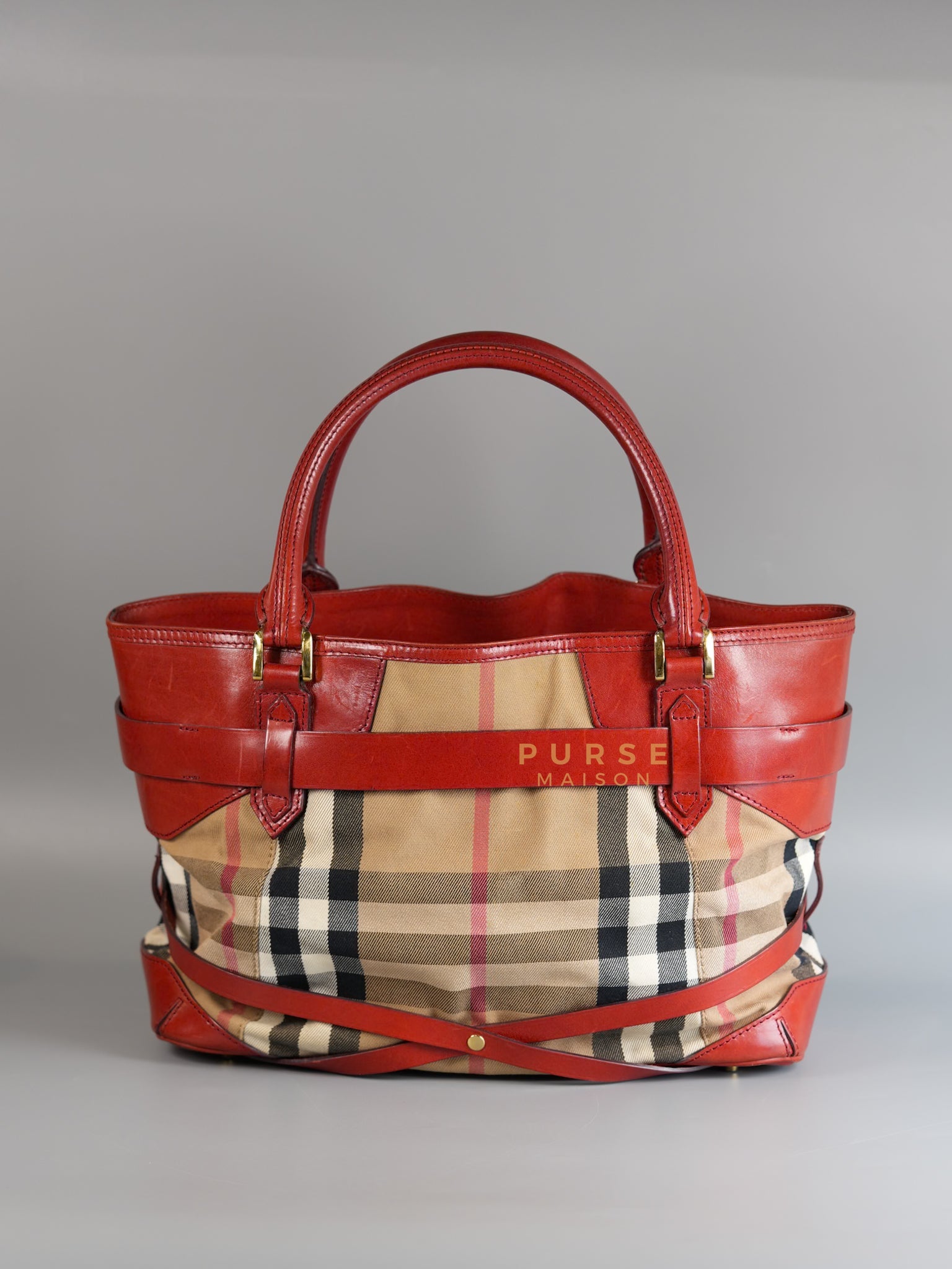 Red Bridle House Check Tote Bag | Purse Maison Luxury Bags Shop