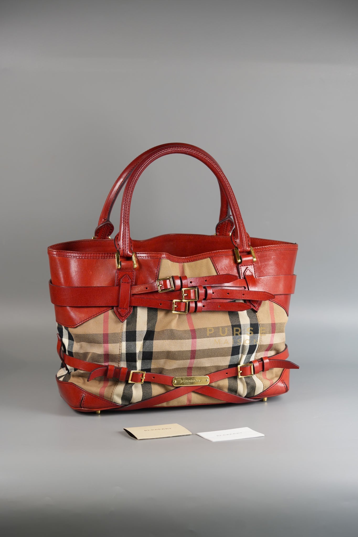 Red Bridle House Check Tote Bag | Purse Maison Luxury Bags Shop