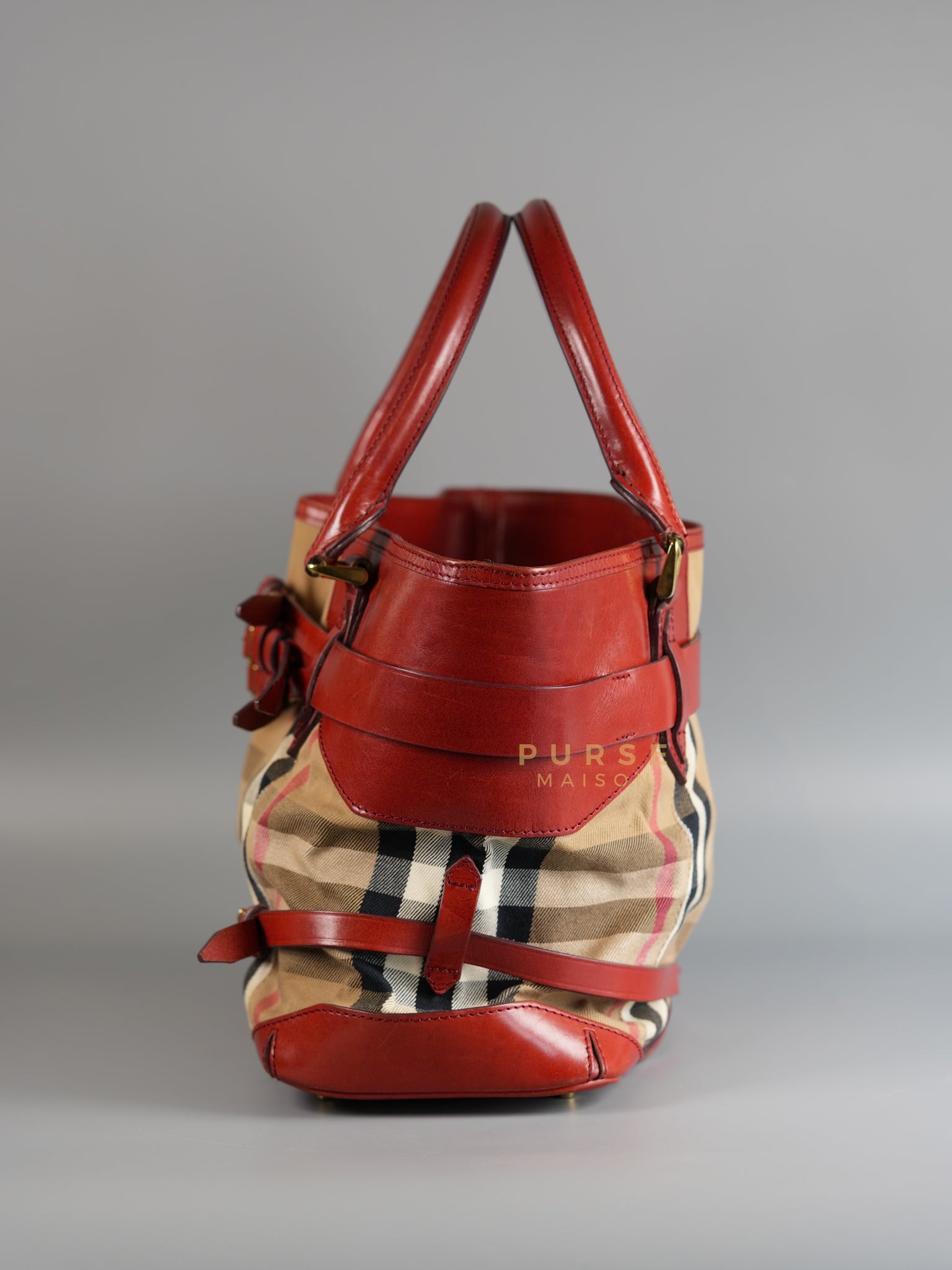 Red Bridle House Check Tote Bag Purse Maison