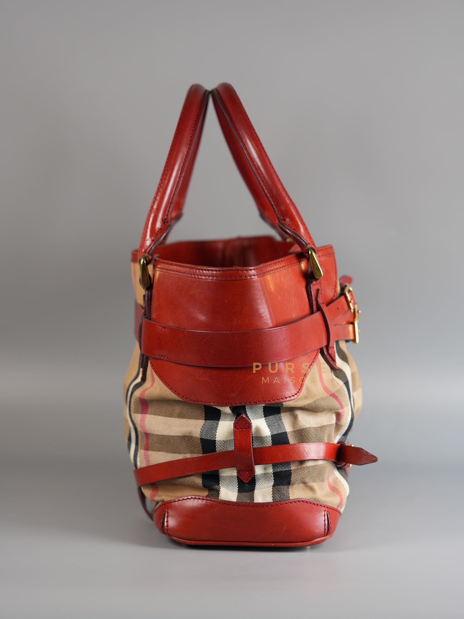 Red Bridle House Check Tote Bag | Purse Maison Luxury Bags Shop