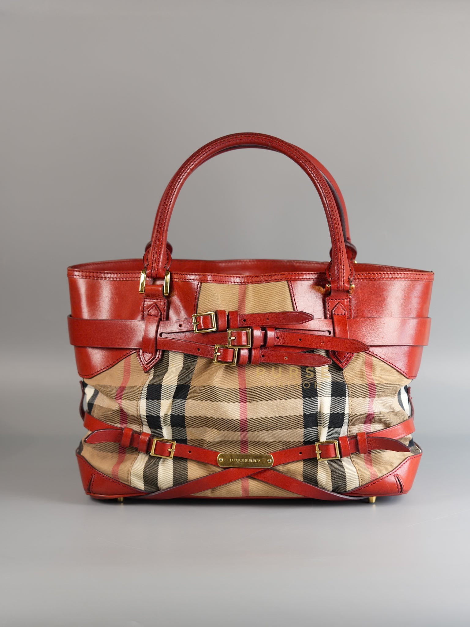 Red Bridle House Check Tote Bag Purse Maison