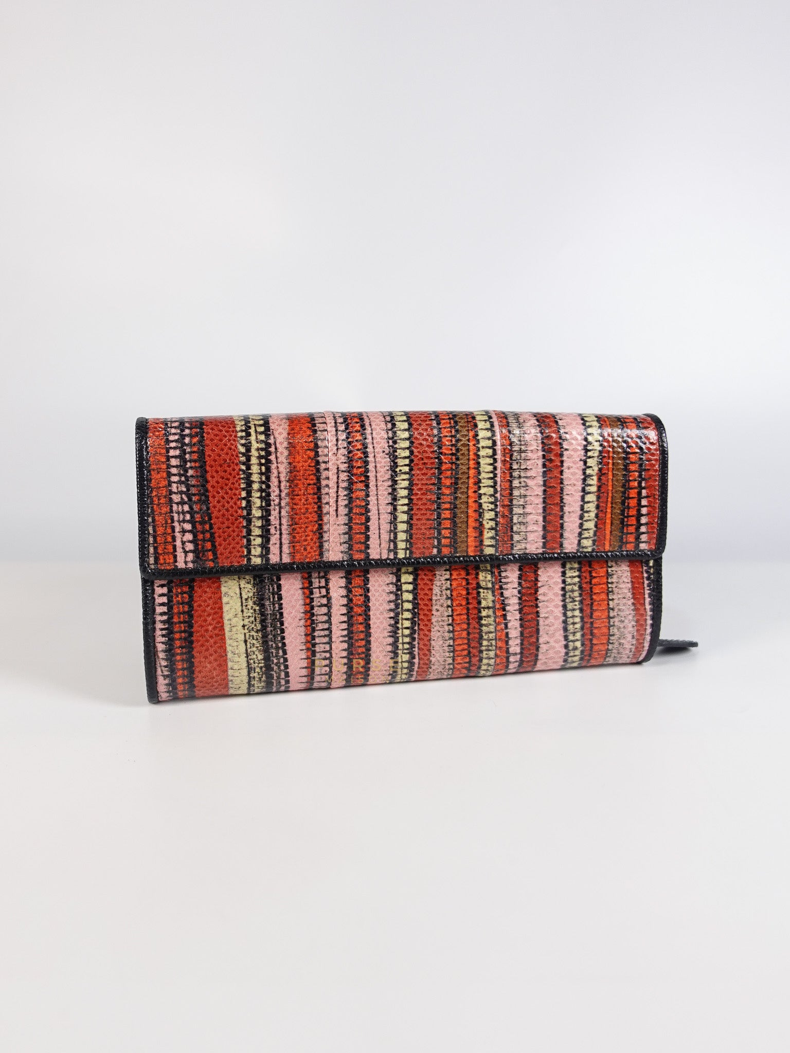 Red Multicolor Karung Flap Long Wallet | Purse Maison Luxury Bags Shop